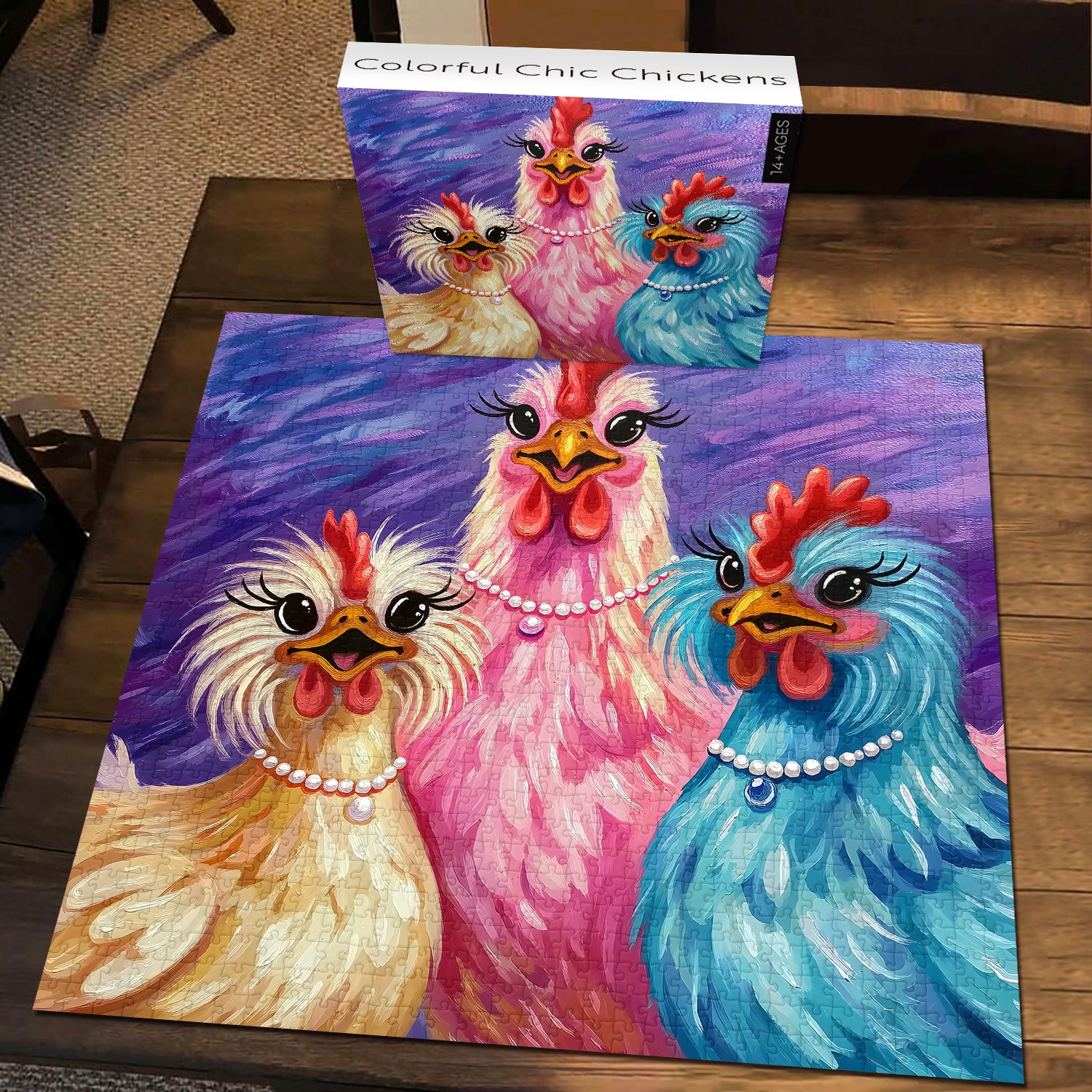 Puzzle colorato e chic con polli, 1000 pezzi