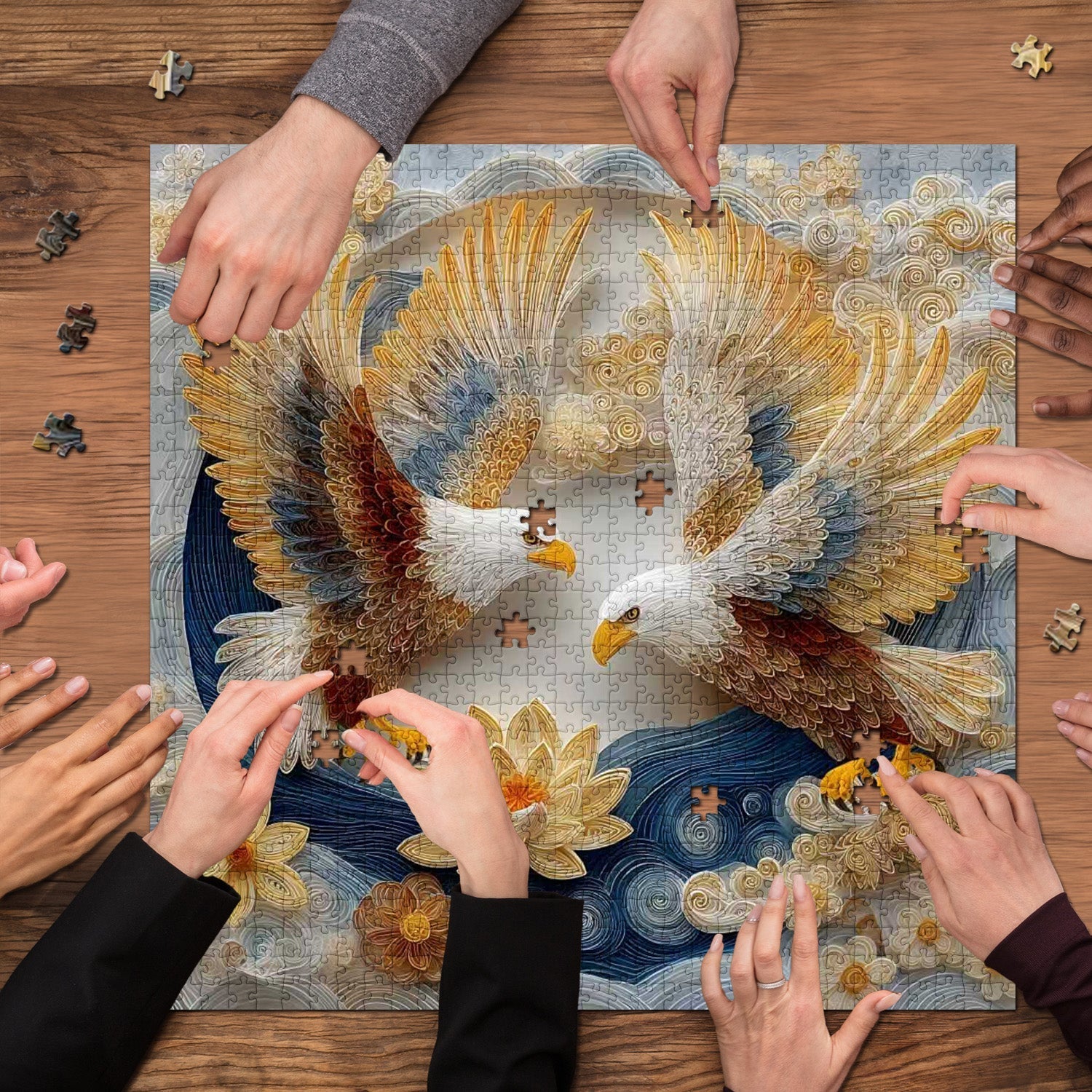 Quilled Twin Eagles Jigsaw Puzzle 1000 Pieces