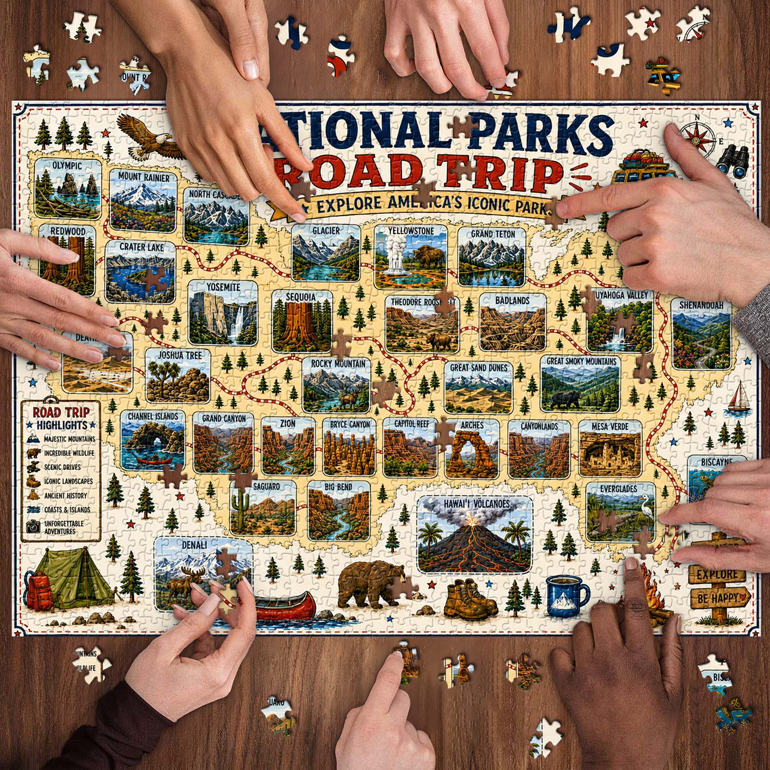 National Parks Road Trip Jigsaw Puzzle 1000 Pieces