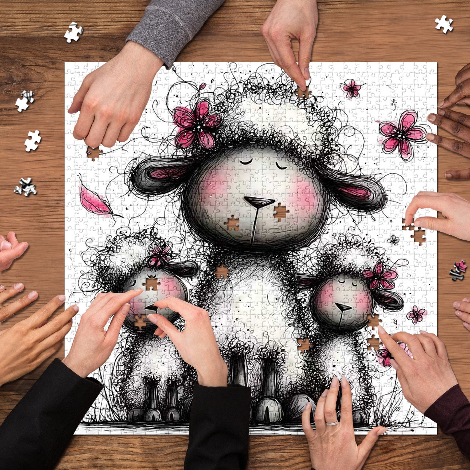 Puzzle abstrait d'art de mouton 1000 pièces