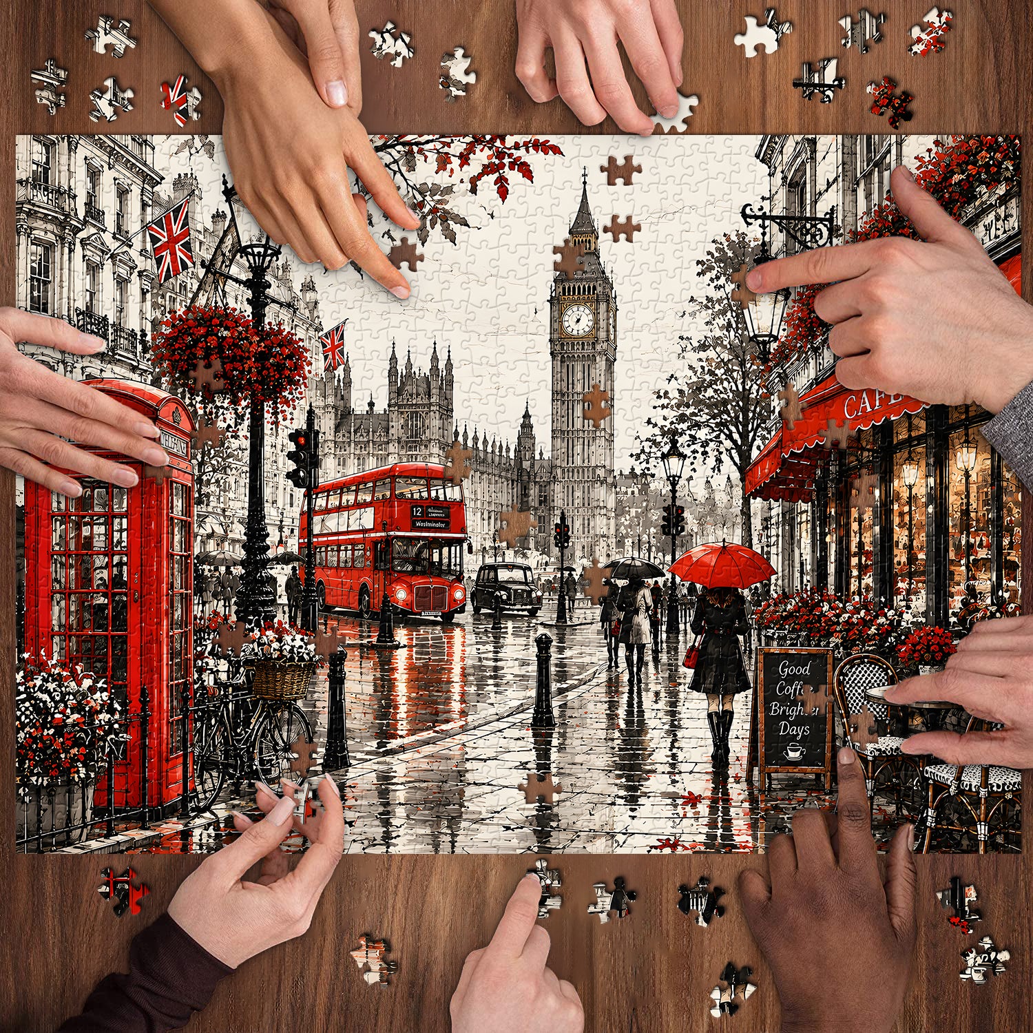 London in the Rain Jigsaw Puzzle 1000 Pieces