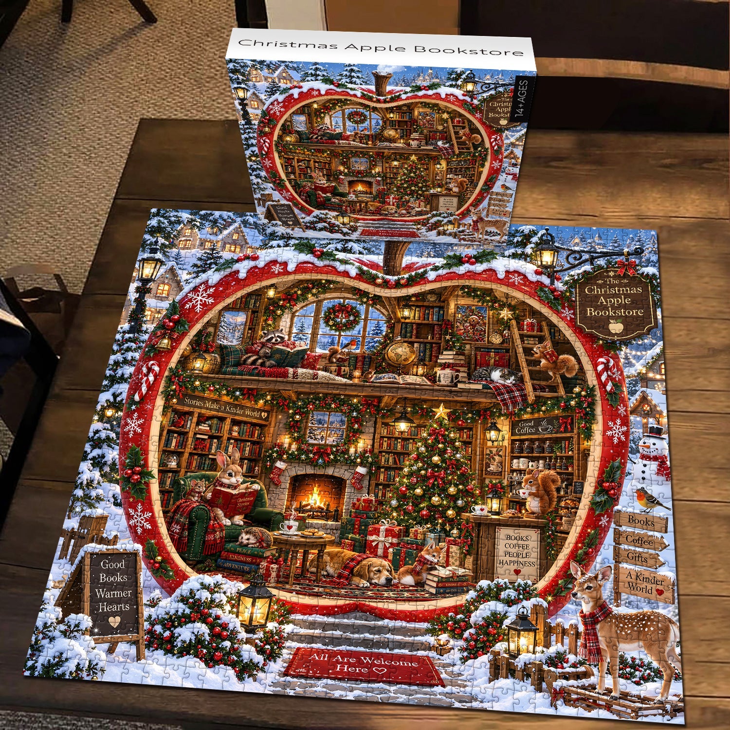 Christmas Apple Bookstore Jigsaw Puzzle 1000 Pieces