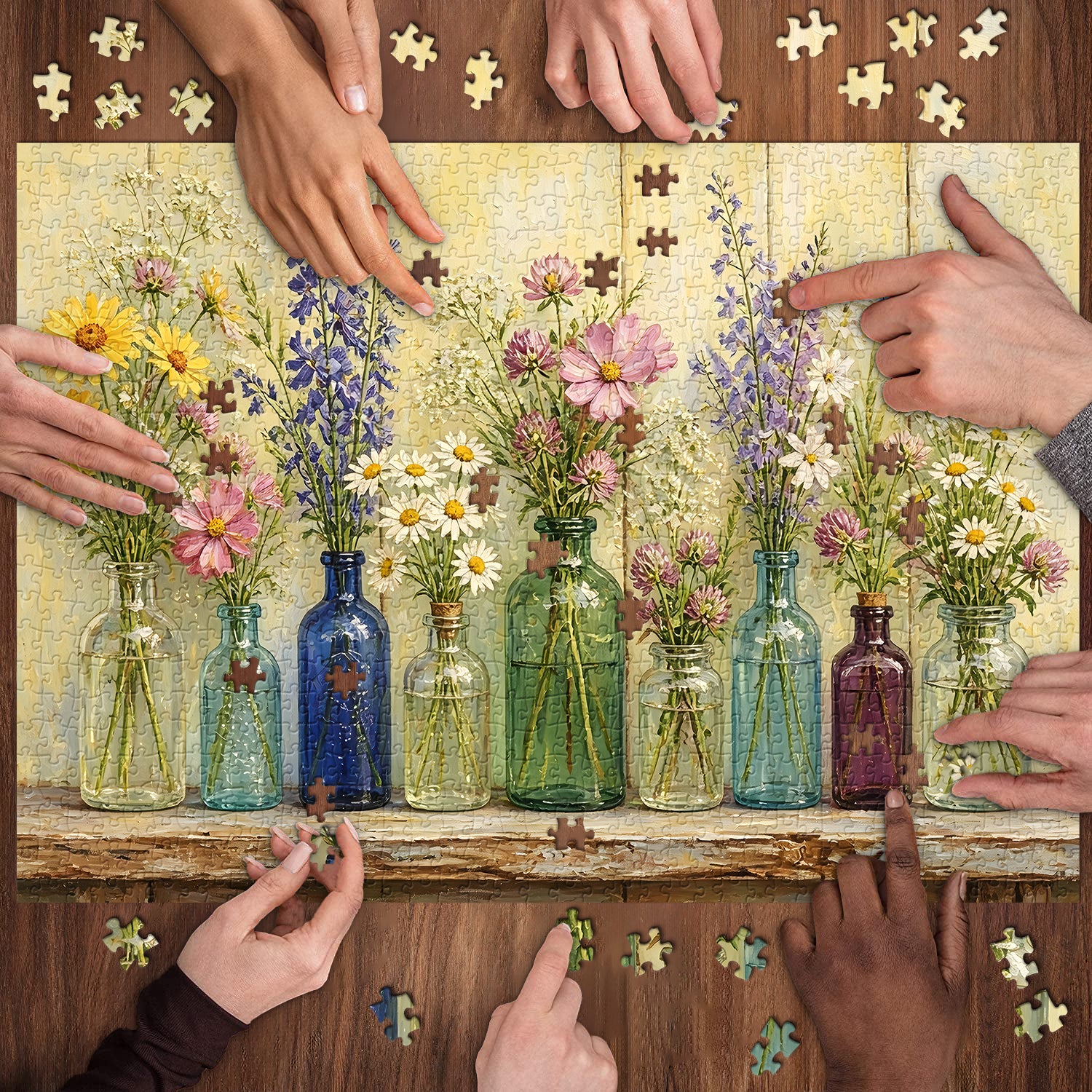 Wildflowers in Bottles Jigsaw Puzzle 1000 Pieces