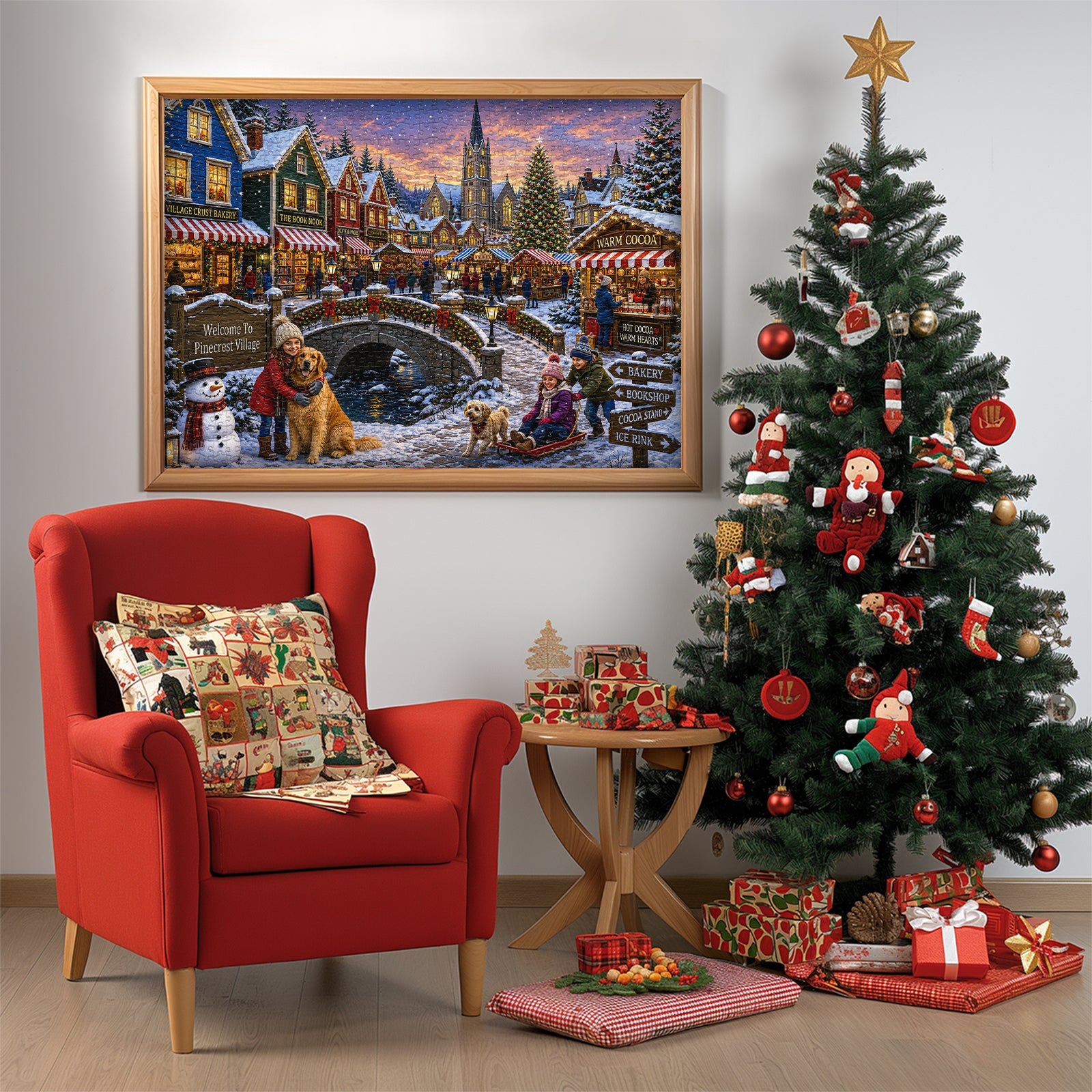 Warm Winter Village  Jigsaw Puzzle  1000 Piece