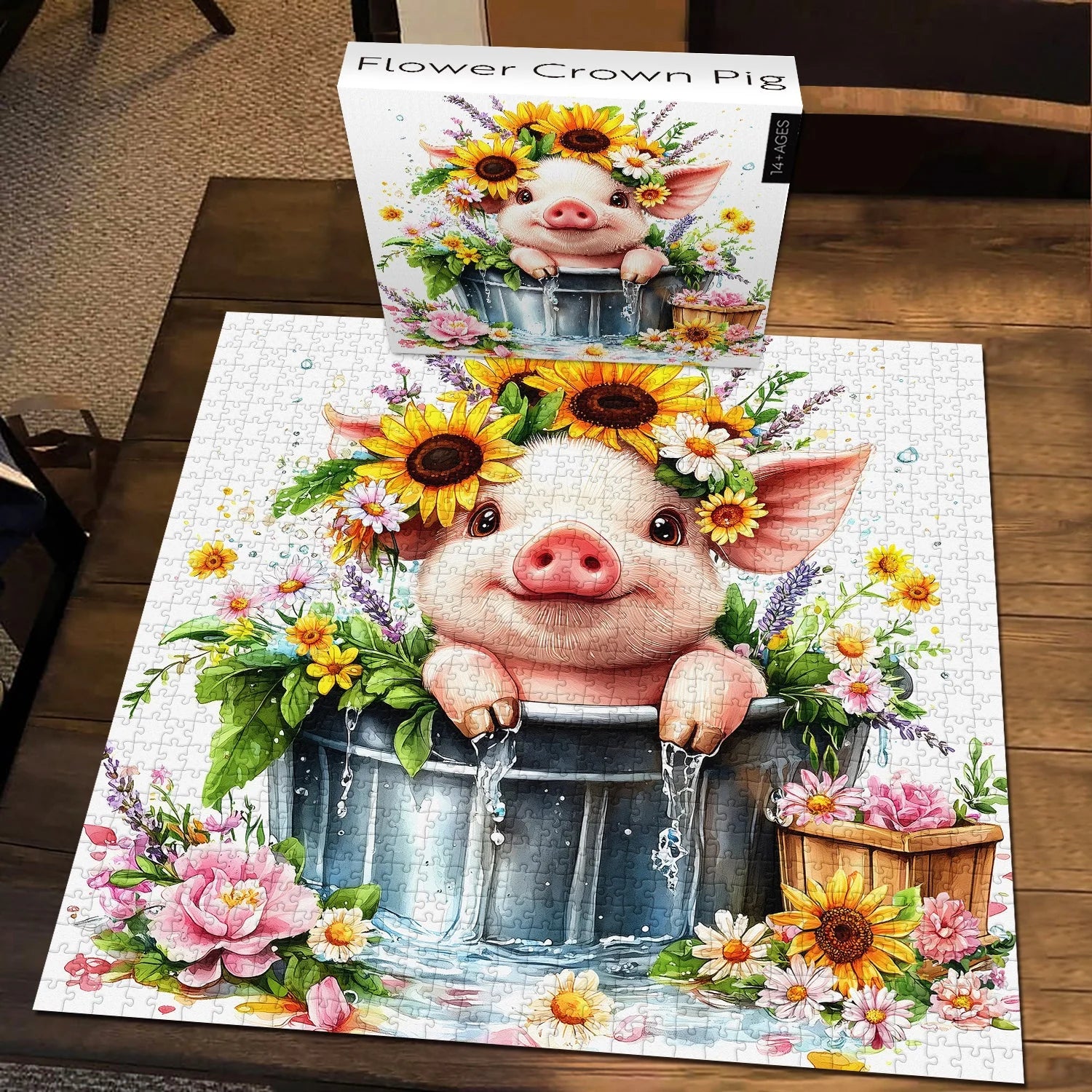 Flower Crown Pig Jigsaw Puzzle 1000 Pieces