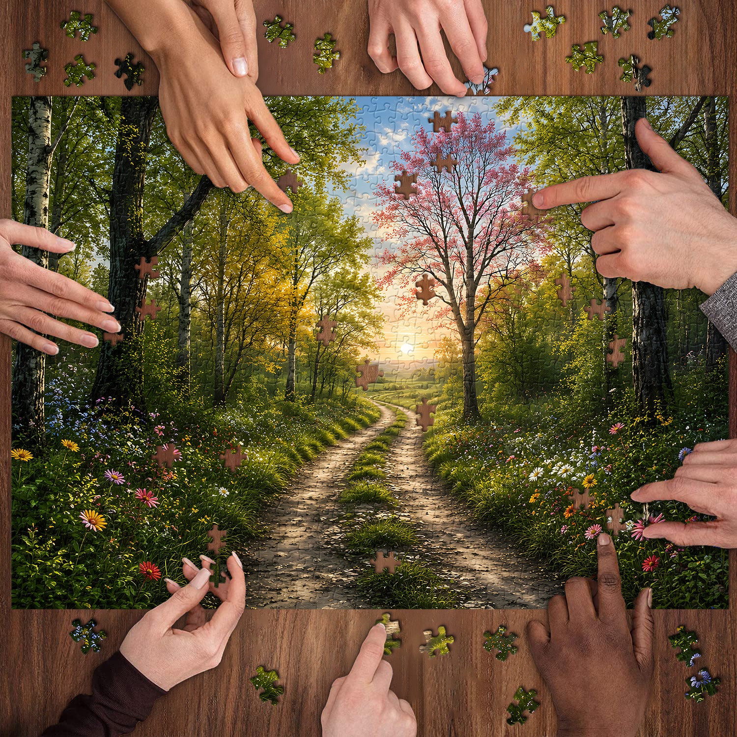 Sunlit Forest Path Puzzle 1000 Teile
