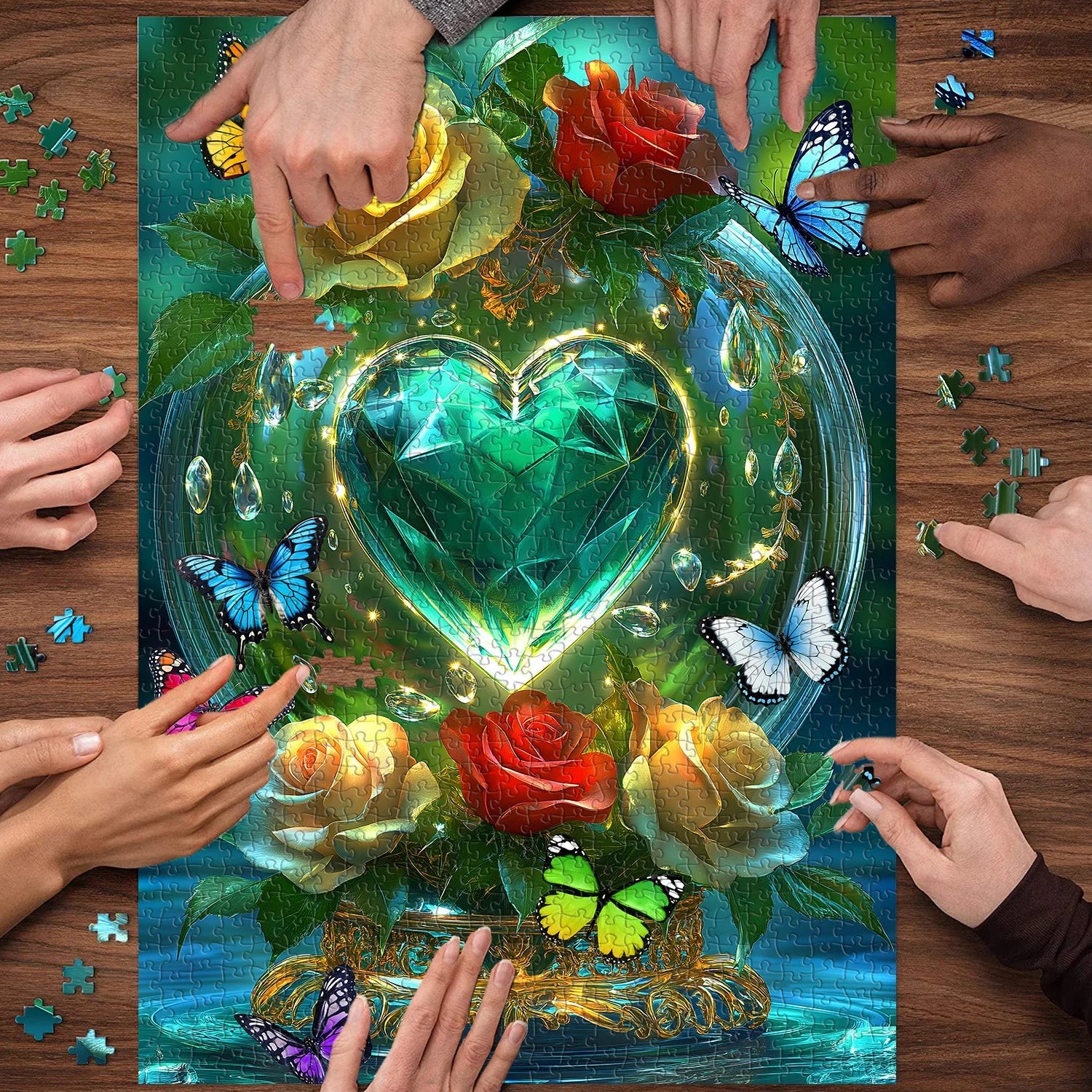 Puzzle da giardino con cuore di cristallo, 1000 pezzi