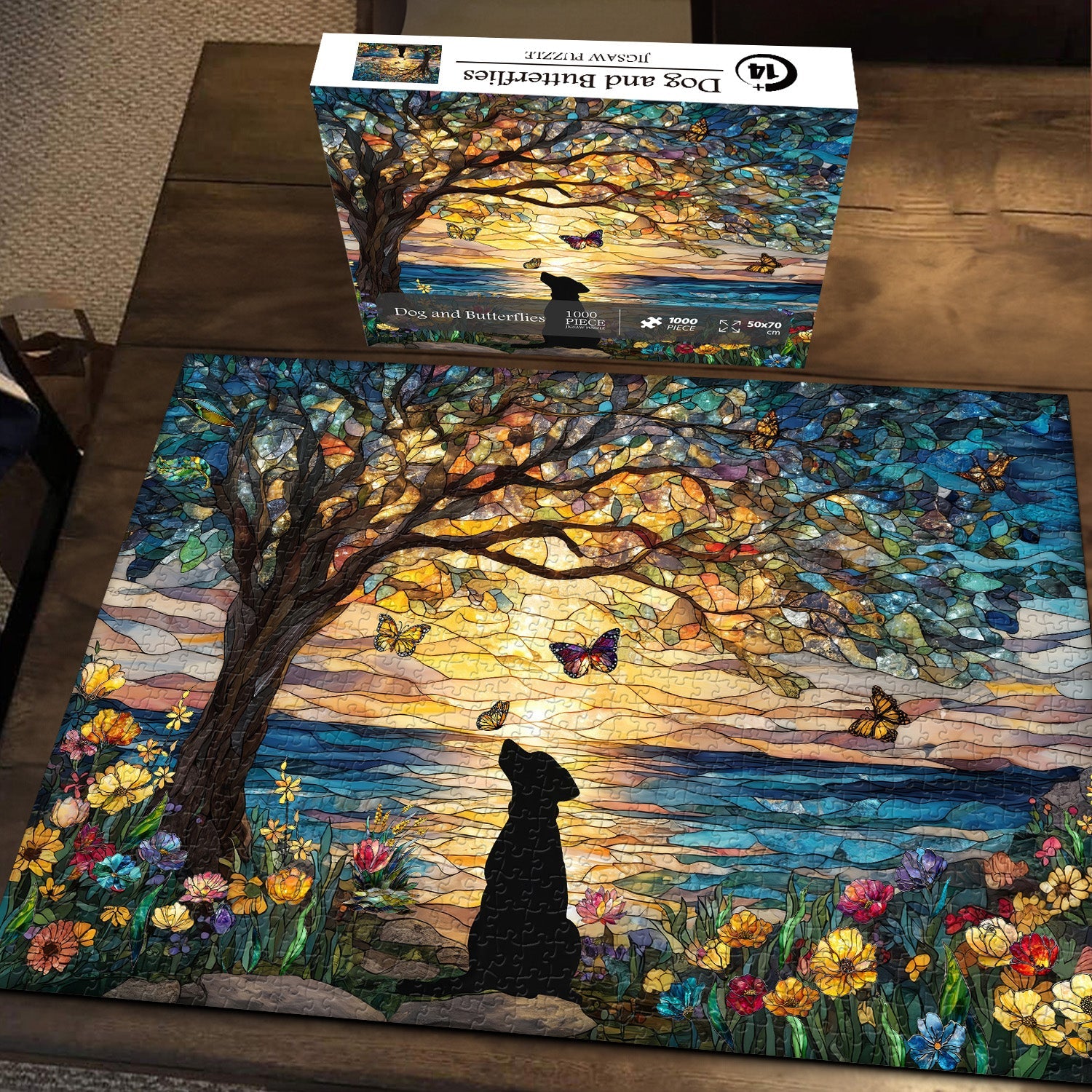 Chien et papillons puzzles 1000 pièces