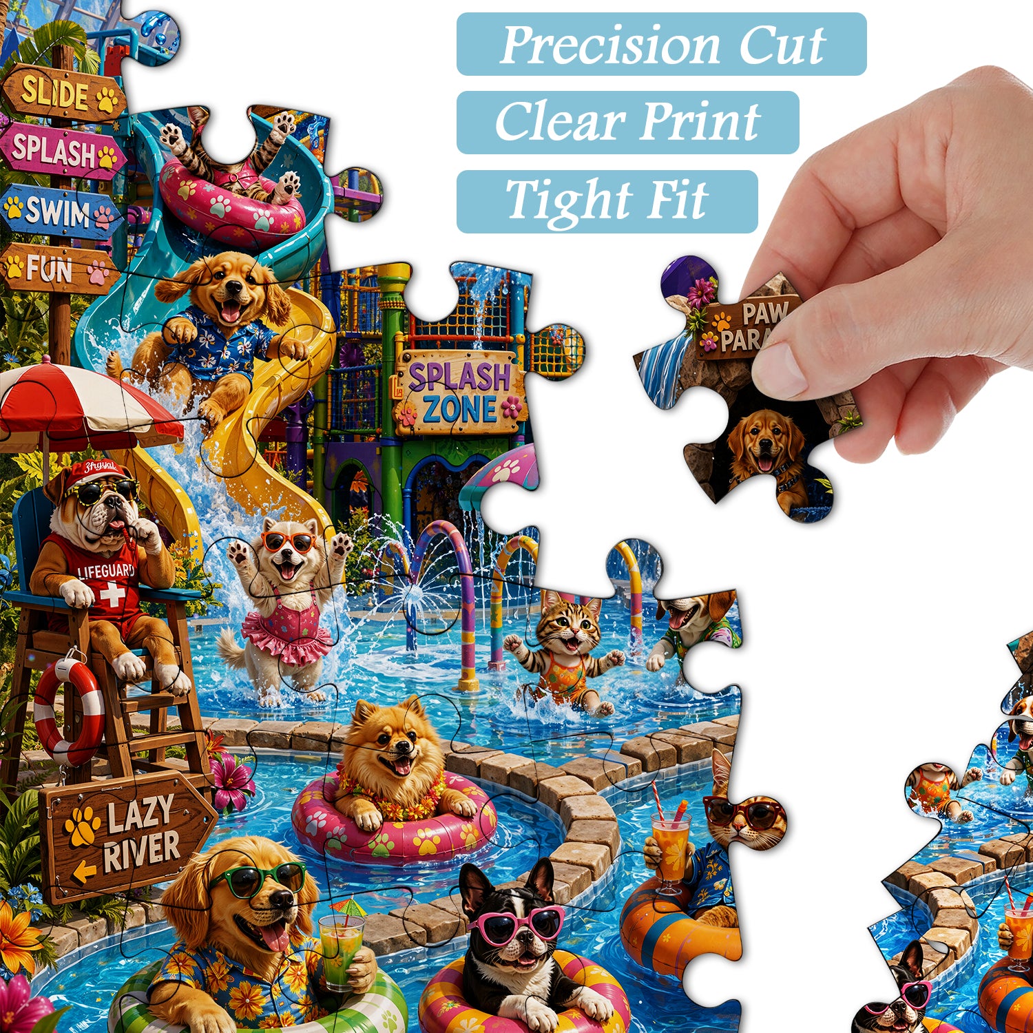 Cute Pet Water Park Jigsaw Puzzle 1000 Pieces