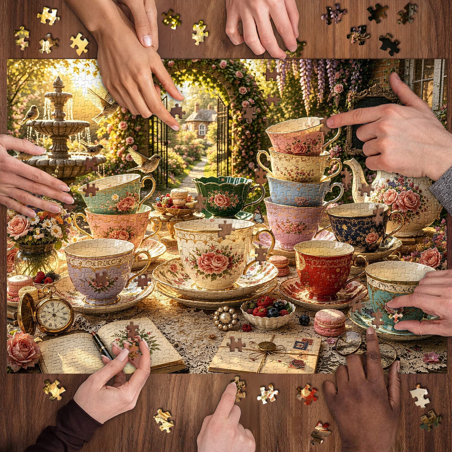 Garden Rose Tea Jigsaw Puzzle 1000 Pieces