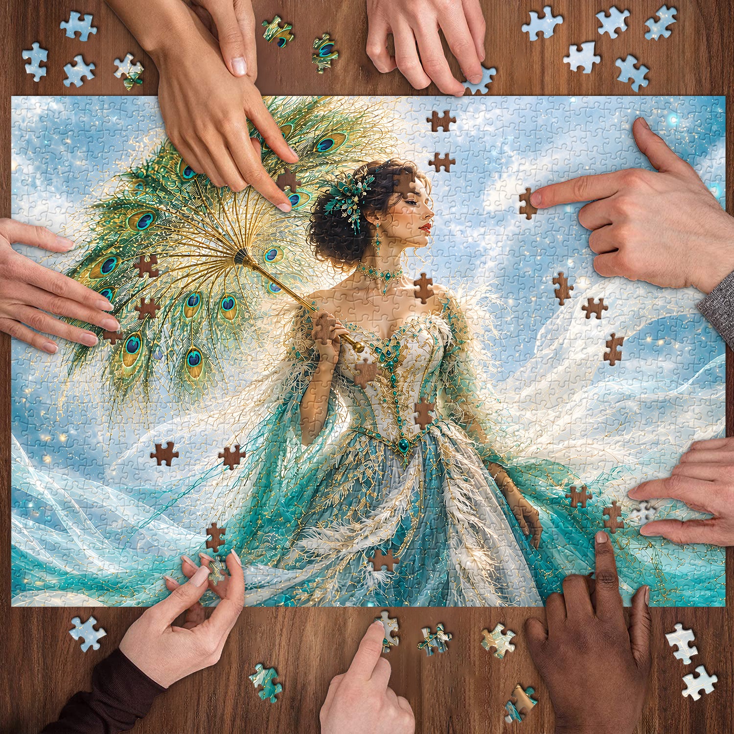 Azure Peacock Diva Jigsaw Puzzle 1000 Pieces
