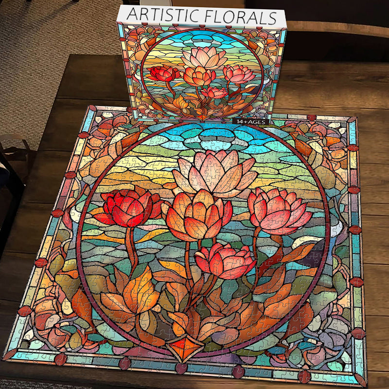 Stained Glass Flower Jigsaw Puzzles 1000 Pieces