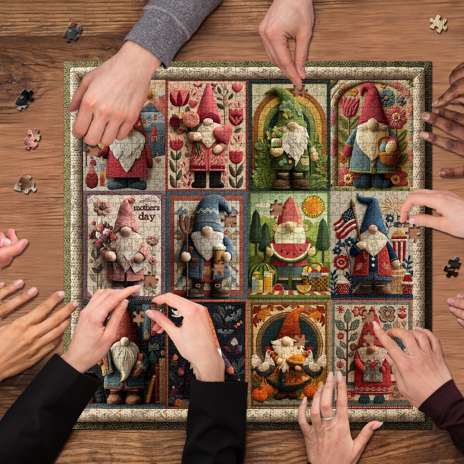 Gnome Holidays Quilt Puzzles Puzzles 1000 pièces