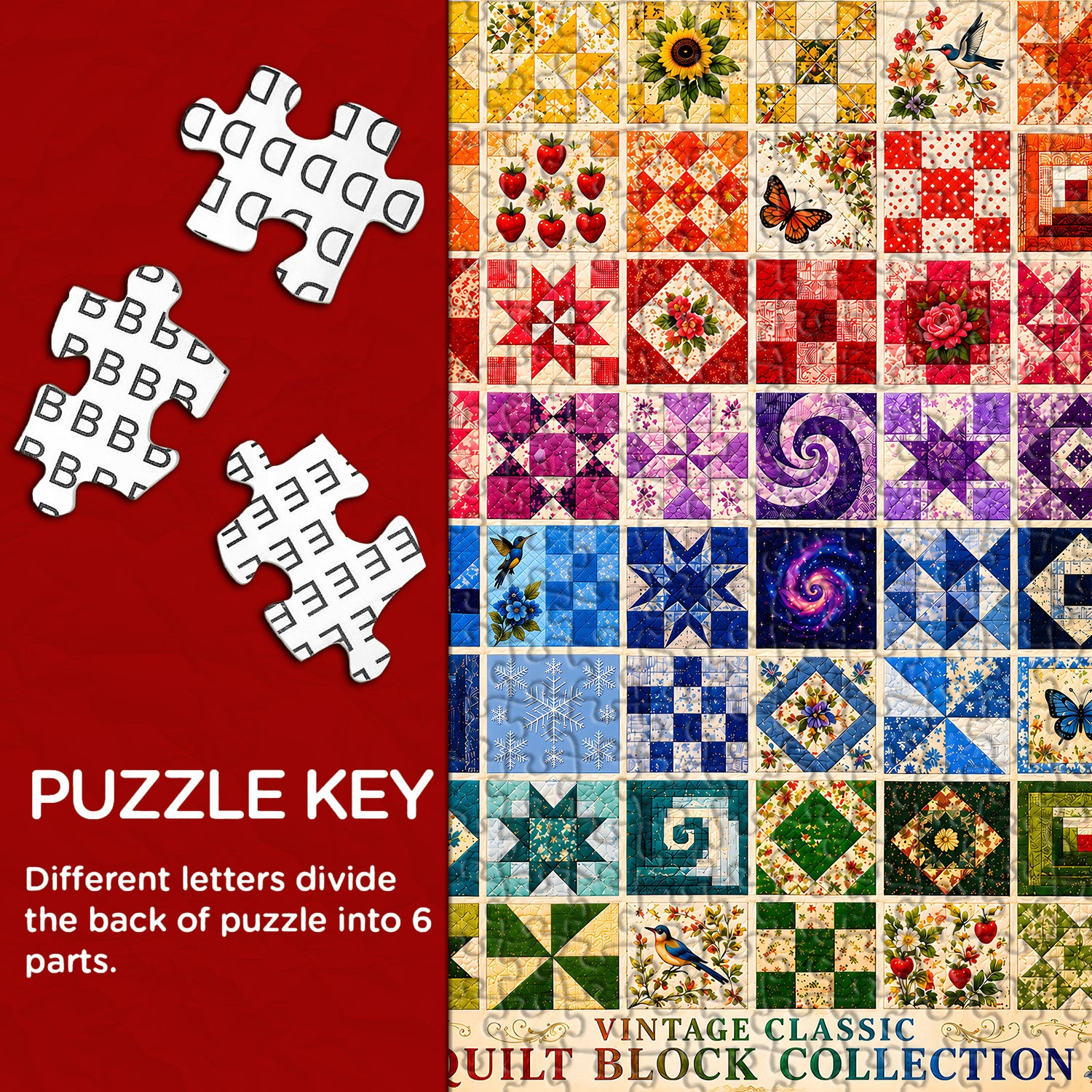 Vintage Fabric Collage Art Collection Jigsaw Puzzle 1000 Pieces