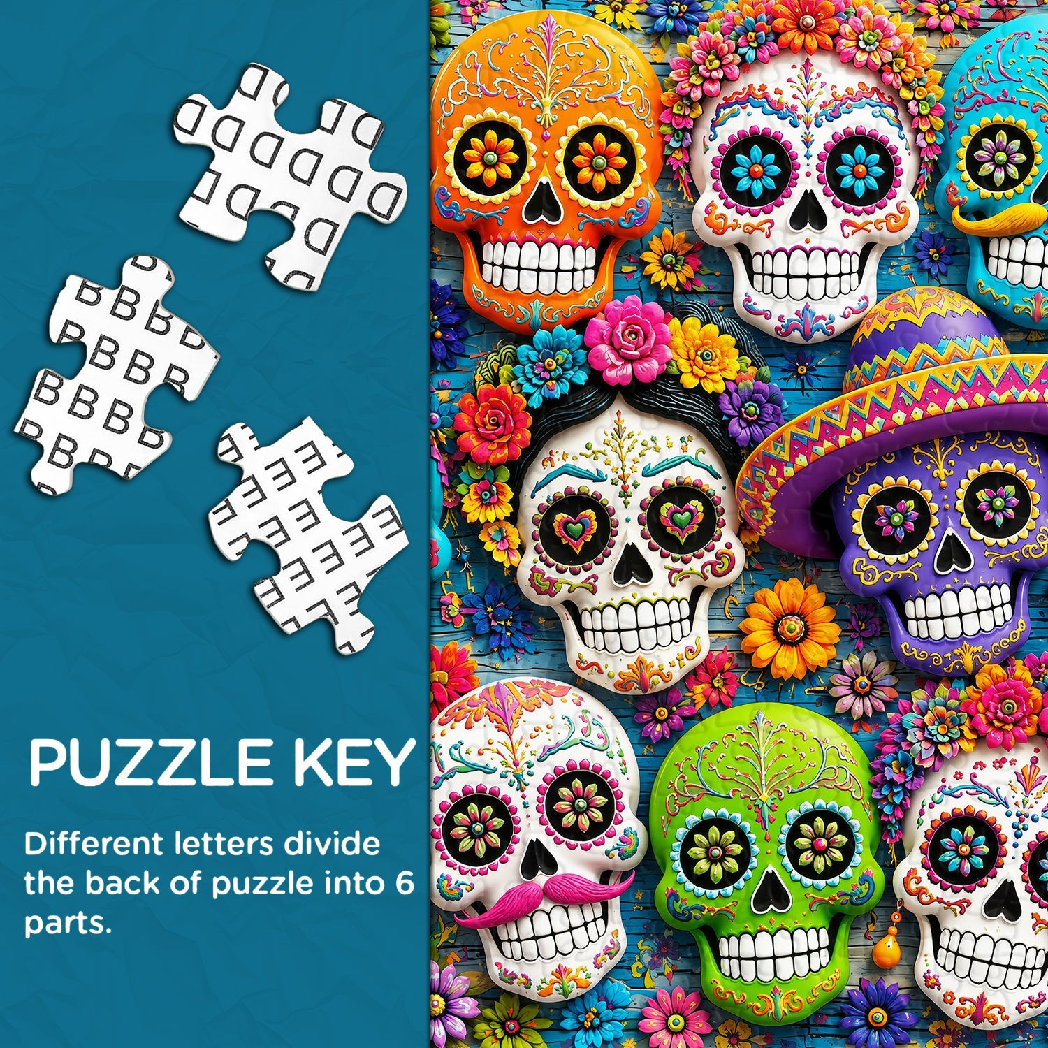 Colourful Sugar Skull Jigsaw Puzzle 1000 Pieces