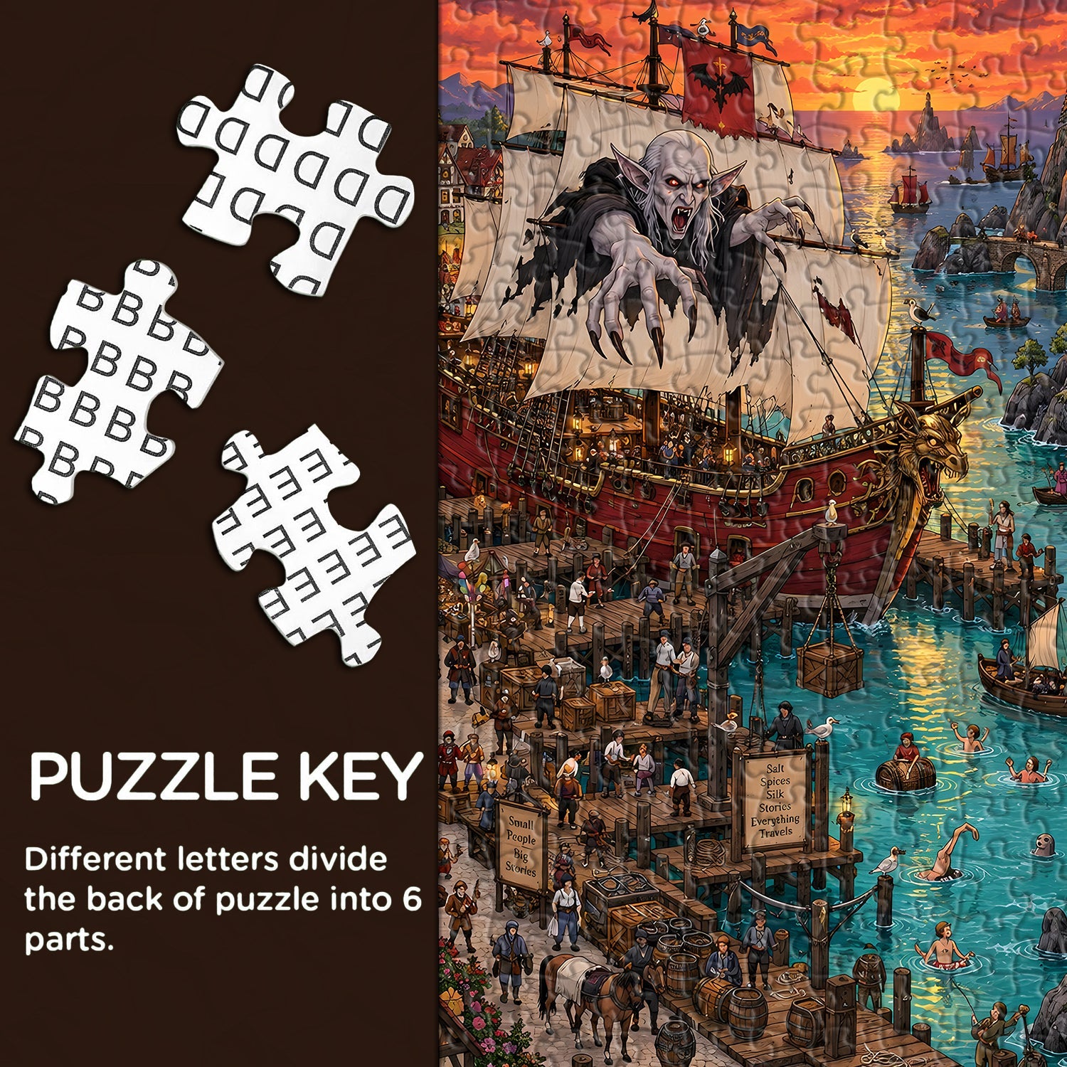 Puzzle del porto del galeone dei vampiri, 1000 pezzi