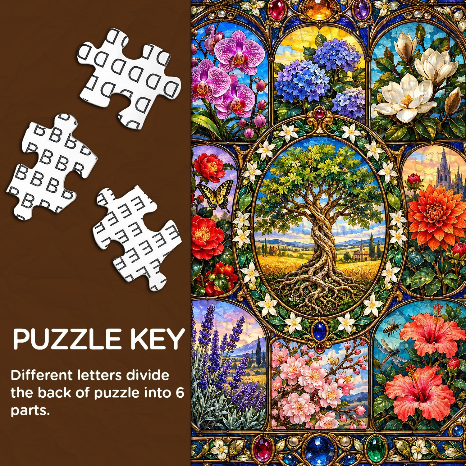 Stained Glass Bloom Jigsaw Puzzle 1000 Pieces