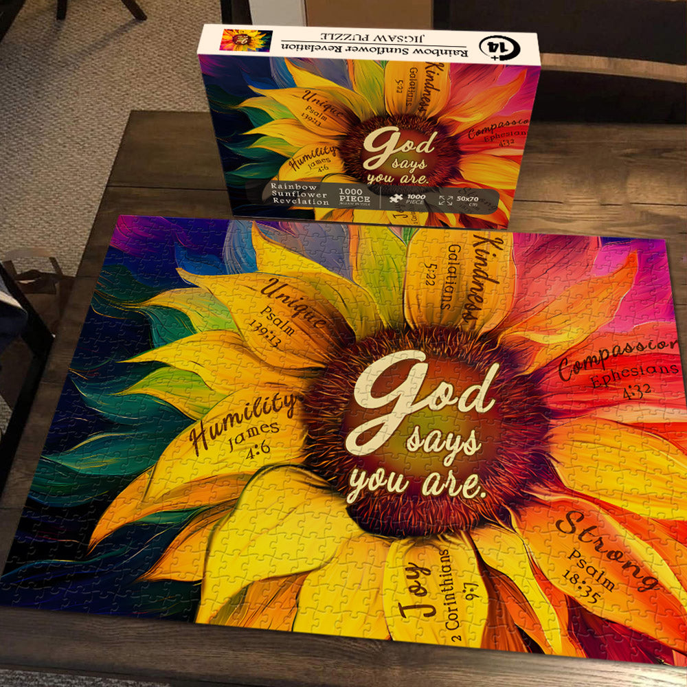 Pickforu® Rainbow Sunflower Revelation Jigsaw Puzzle 1000 pièces