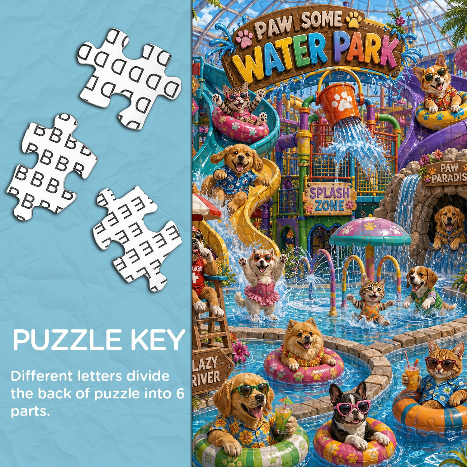Cute Pet Water Park Jigsaw Puzzle 1000 Pieces