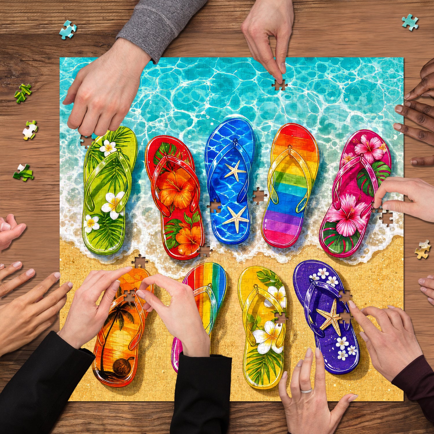 Buntes Sommer-Flip-Flops-Puzzle 1000 Teile