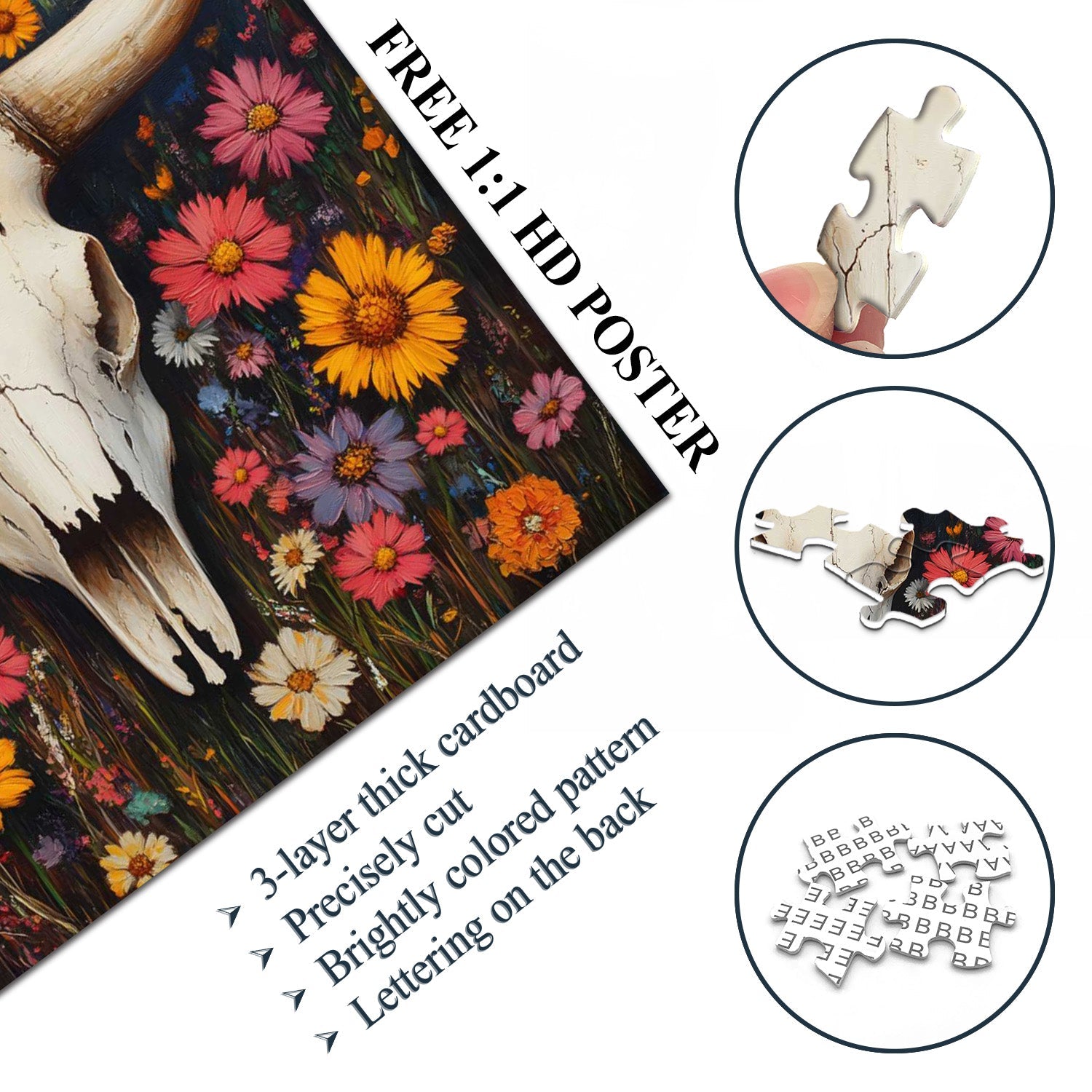 Wildflower Skull Jigsaw Puzzle 1000 Pieces