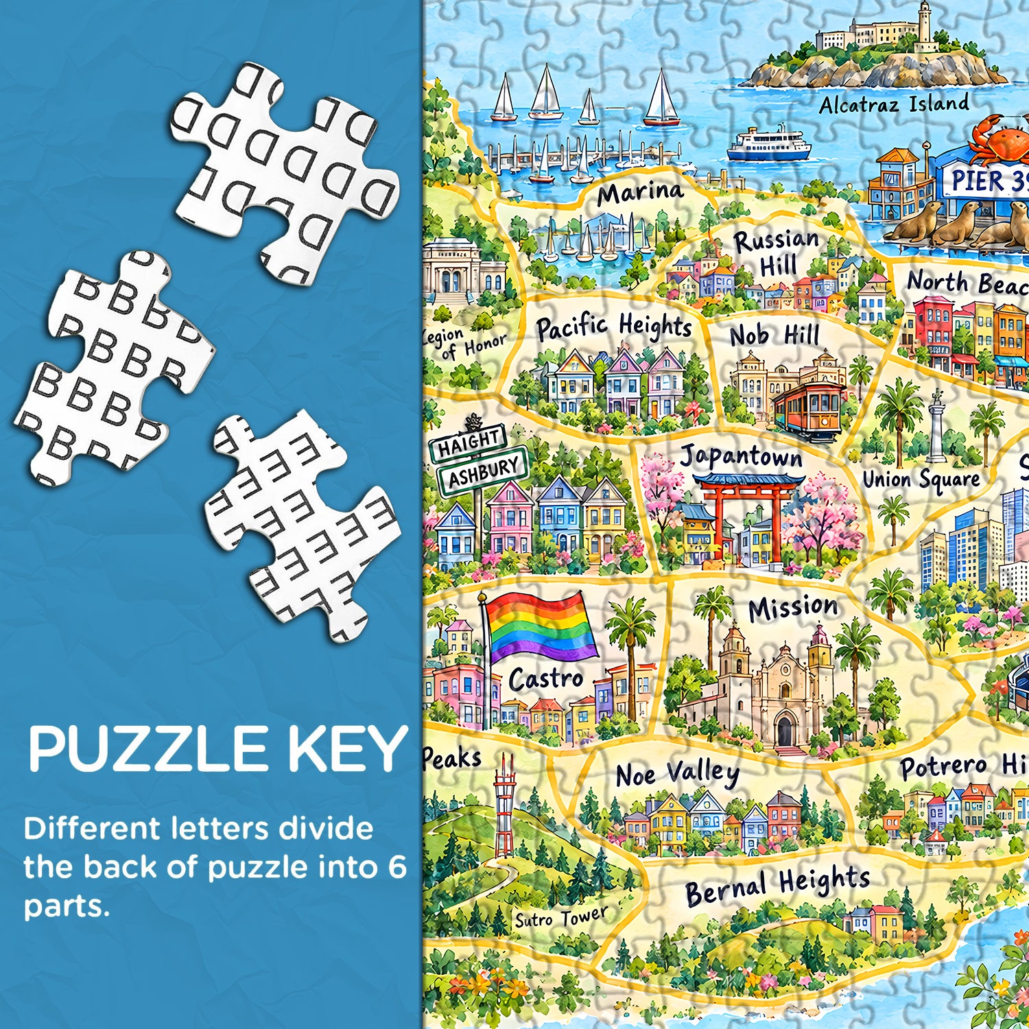 SF Illustrated Map Jigsaw Puzzle 1000 Pieces