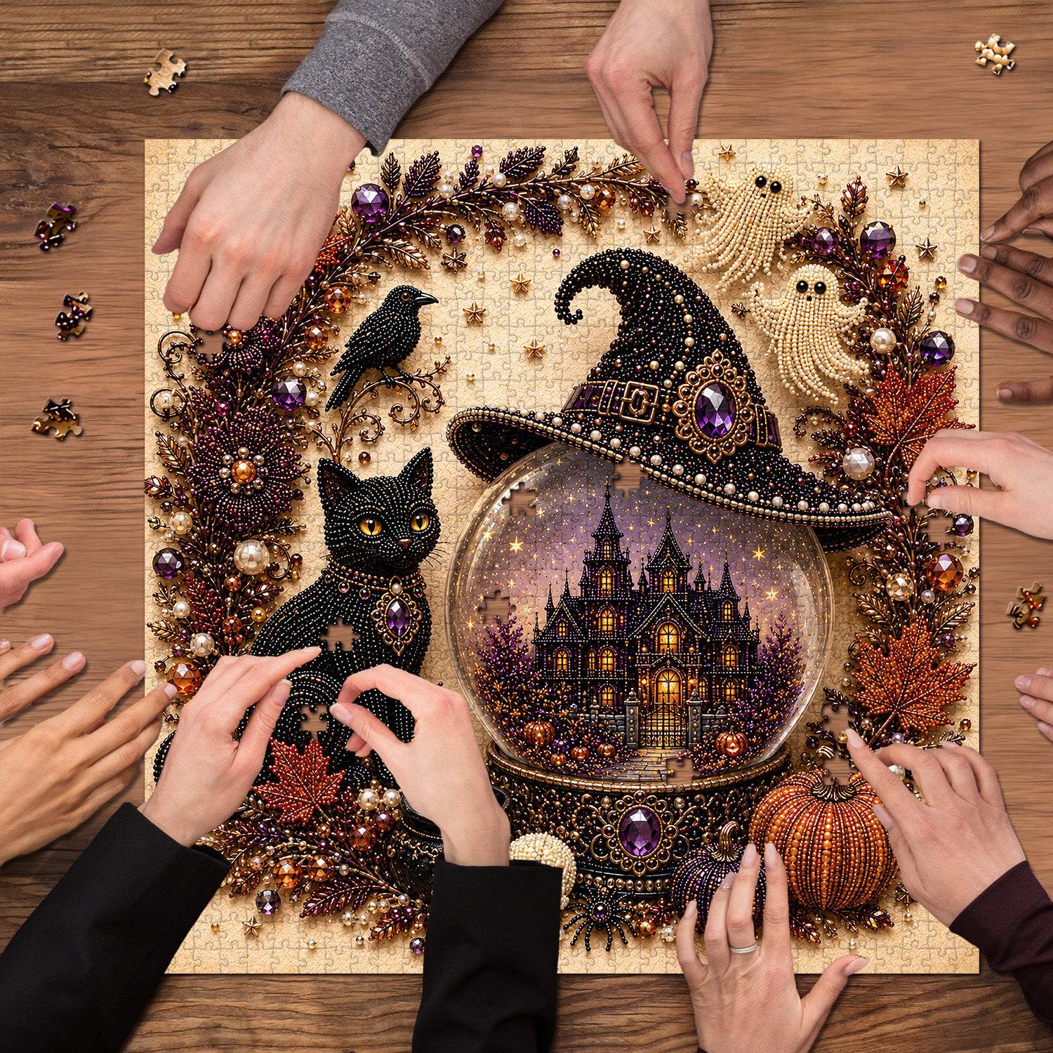 Halloween Beaded Wreath Jigsaw Puzzle 1000 Pieces