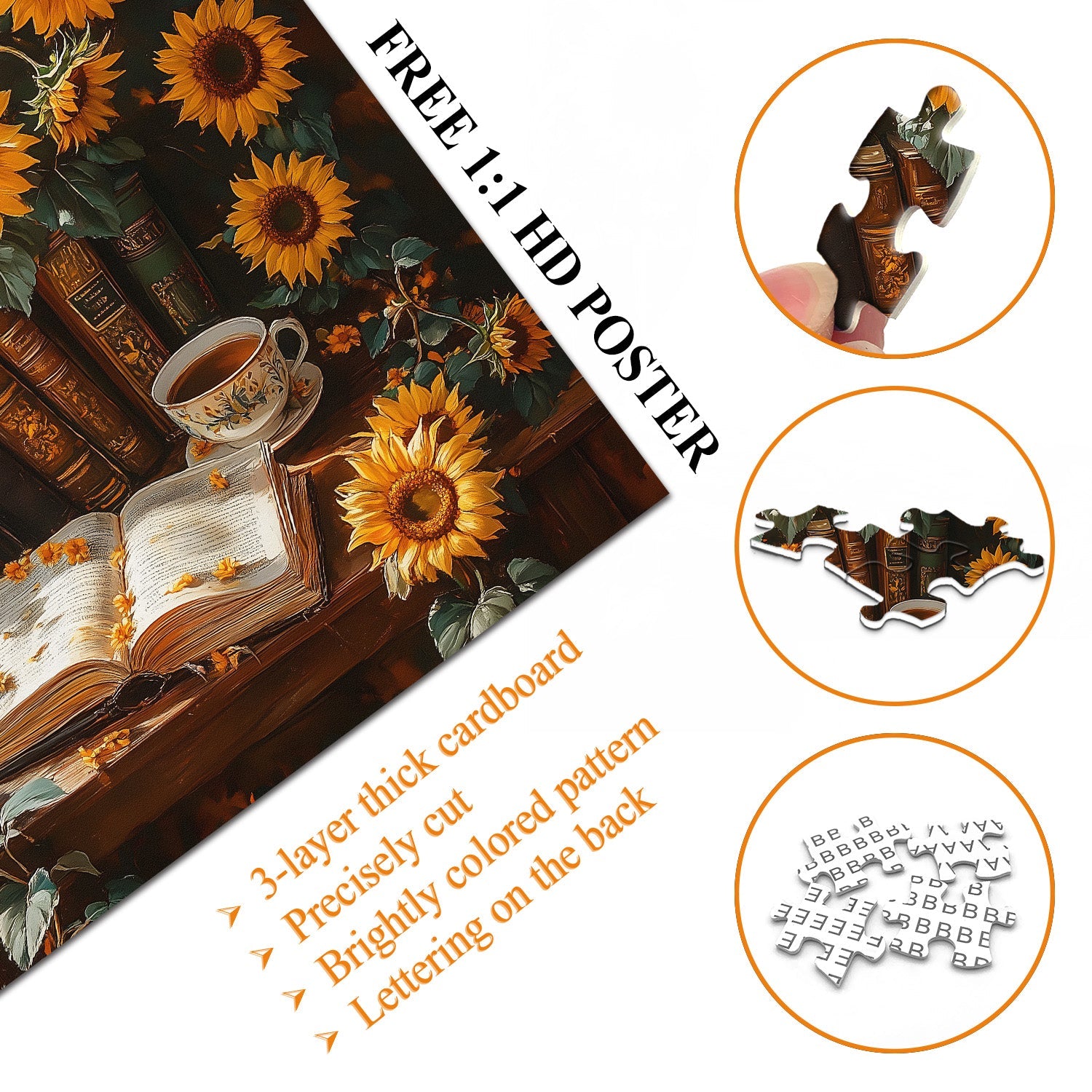 Puzzle Lecture parmi les tournesols 1000 pièces