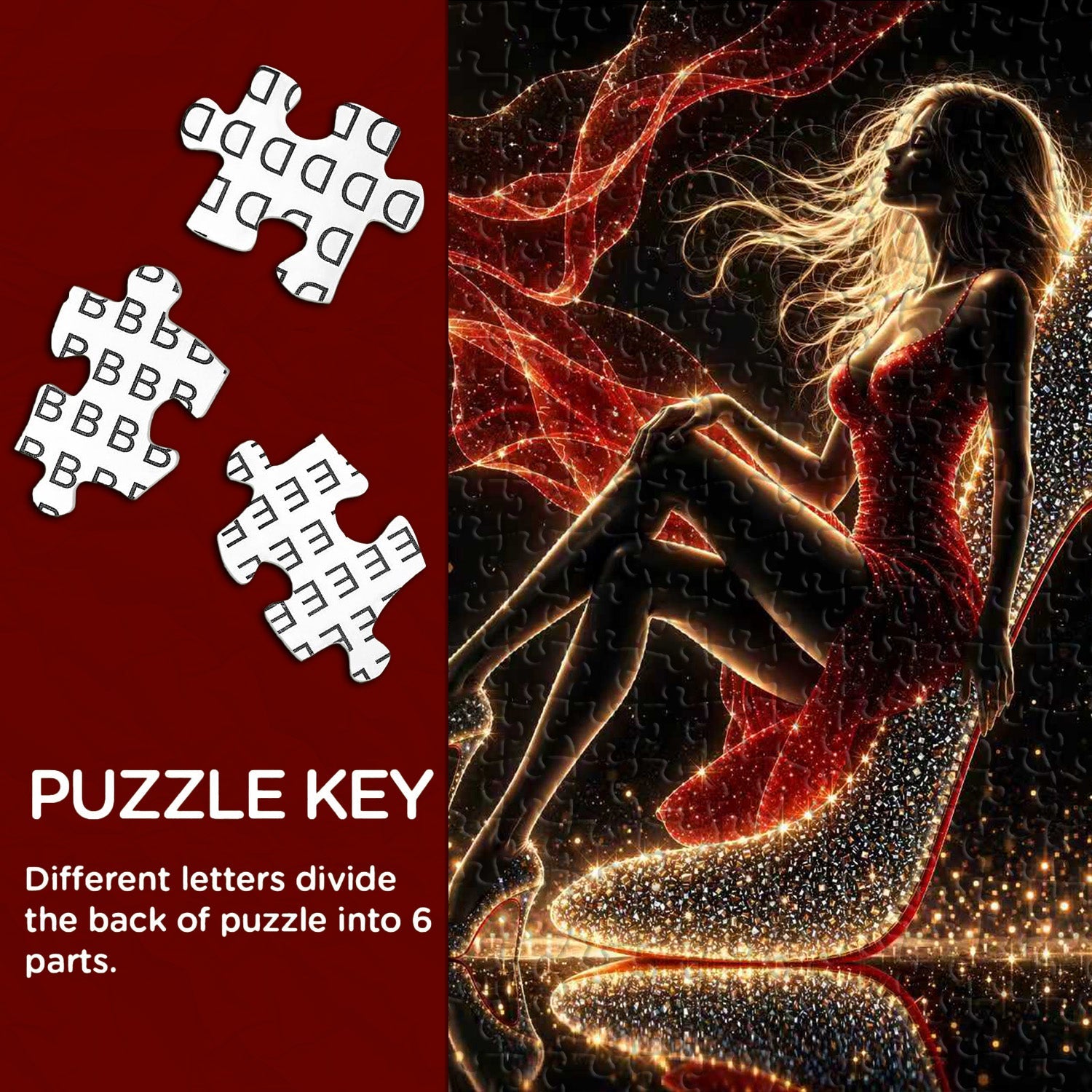 Puzzle rosso e scintillante notturno da 1000 pezzi