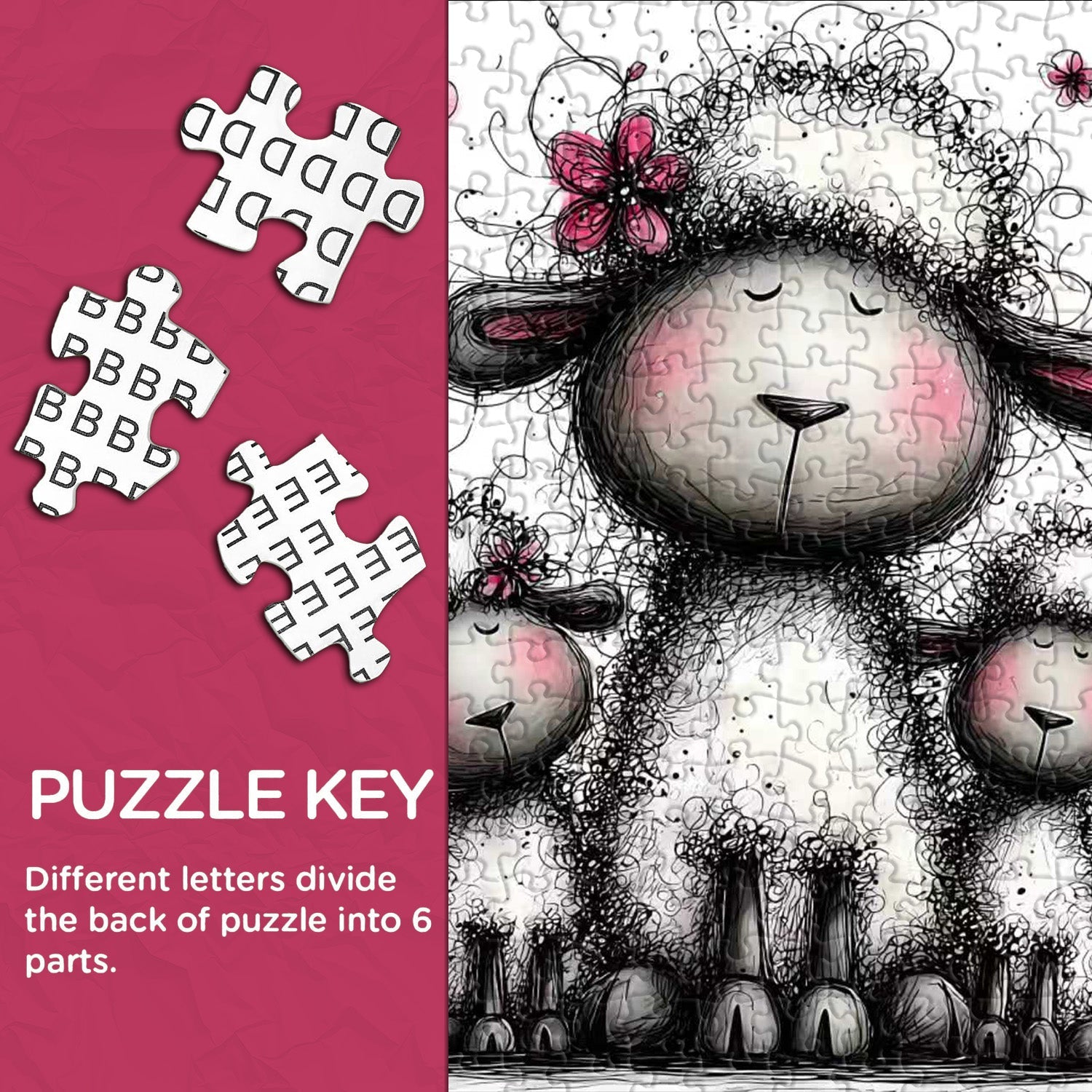 Puzzle abstrait d'art de mouton 1000 pièces