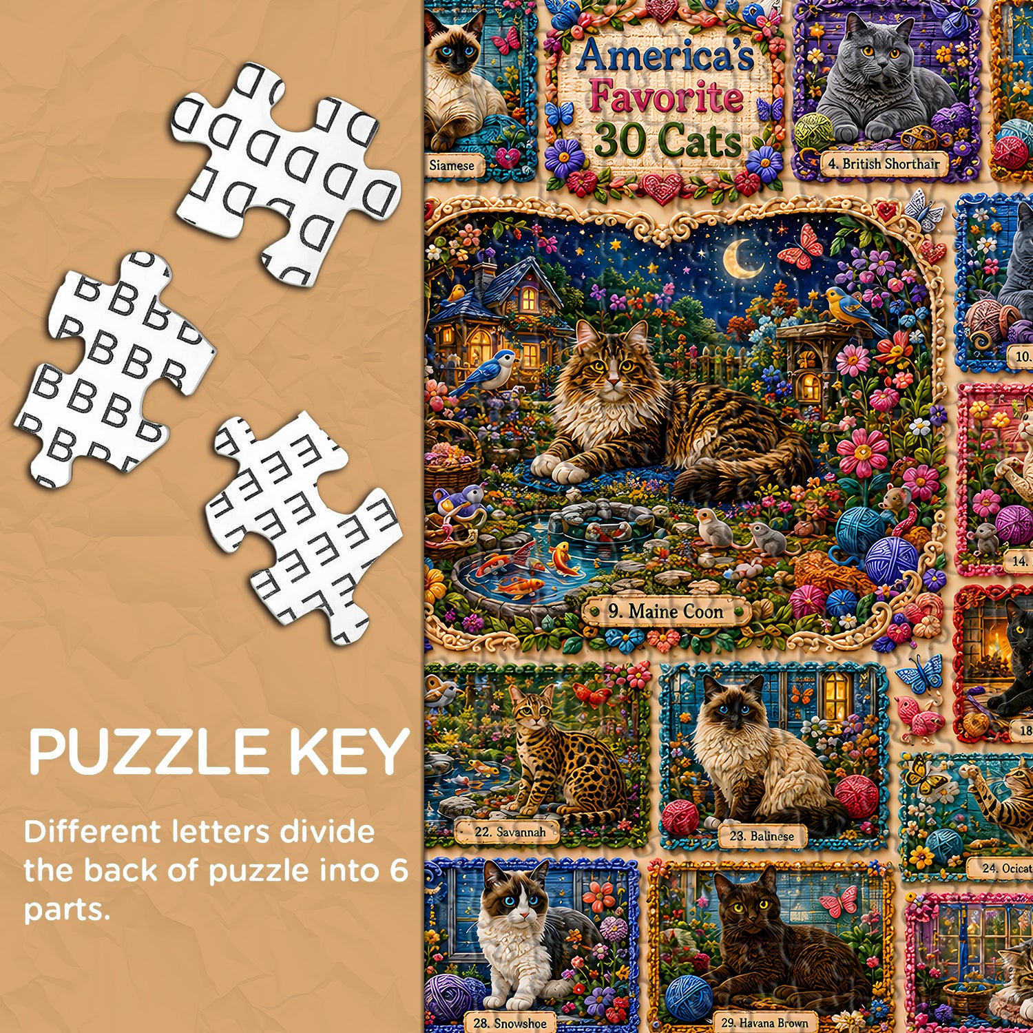 America's Favorite 30 Cats Jigsaw Puzzle 1000 Pieces