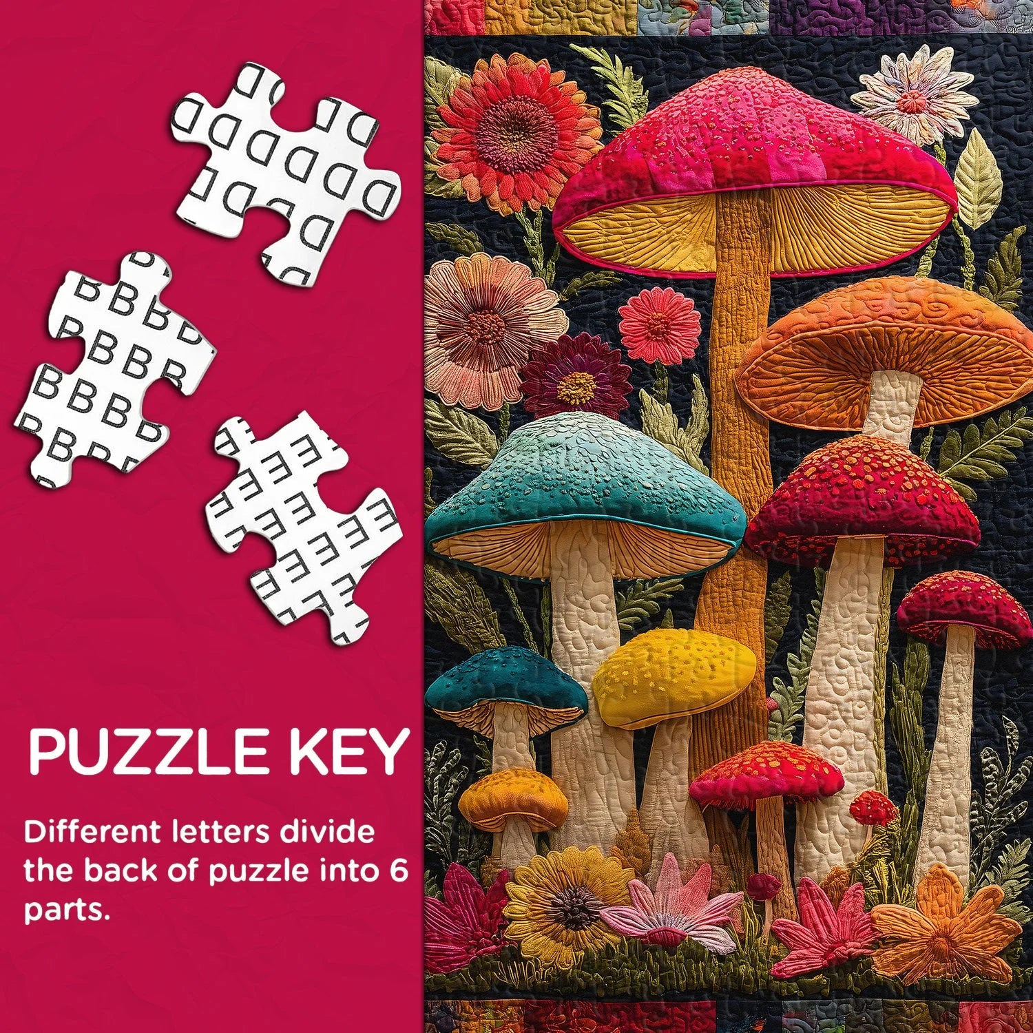 Mushroom Quilt Jigsaw Puzzle 1000 Pieces