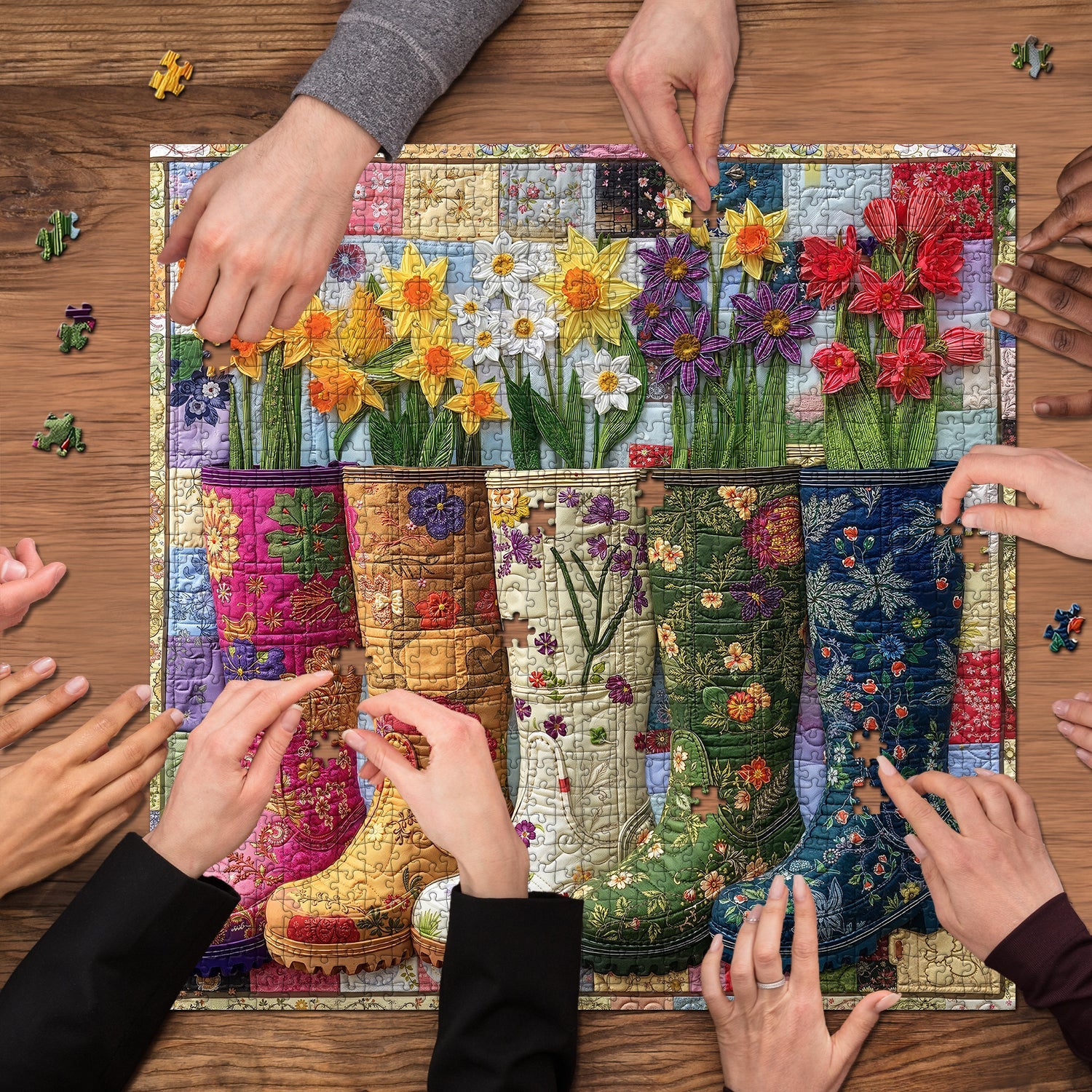 Botas de jardín floral rompecabezas 1000 piezas