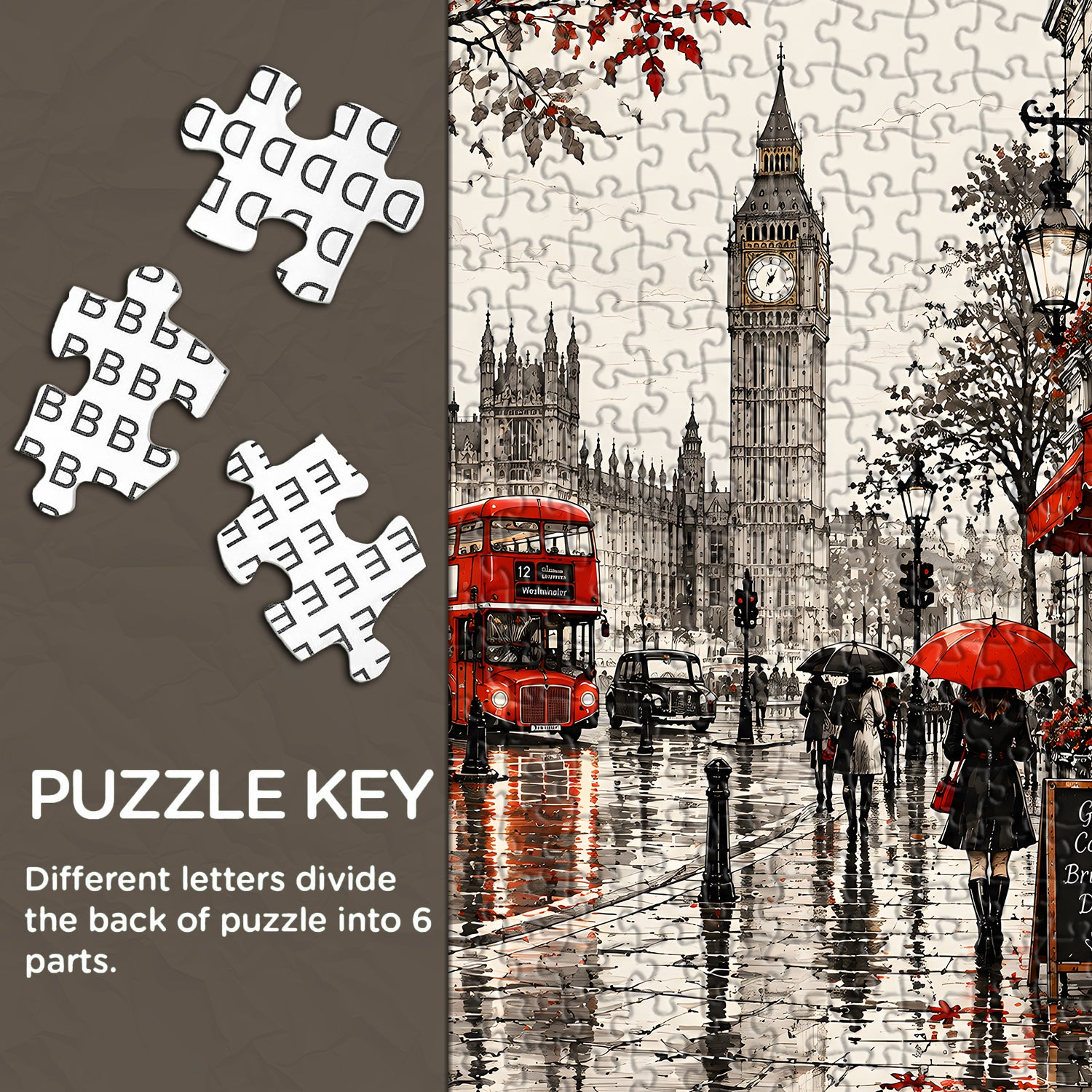 London in the Rain Jigsaw Puzzle 1000 Pieces