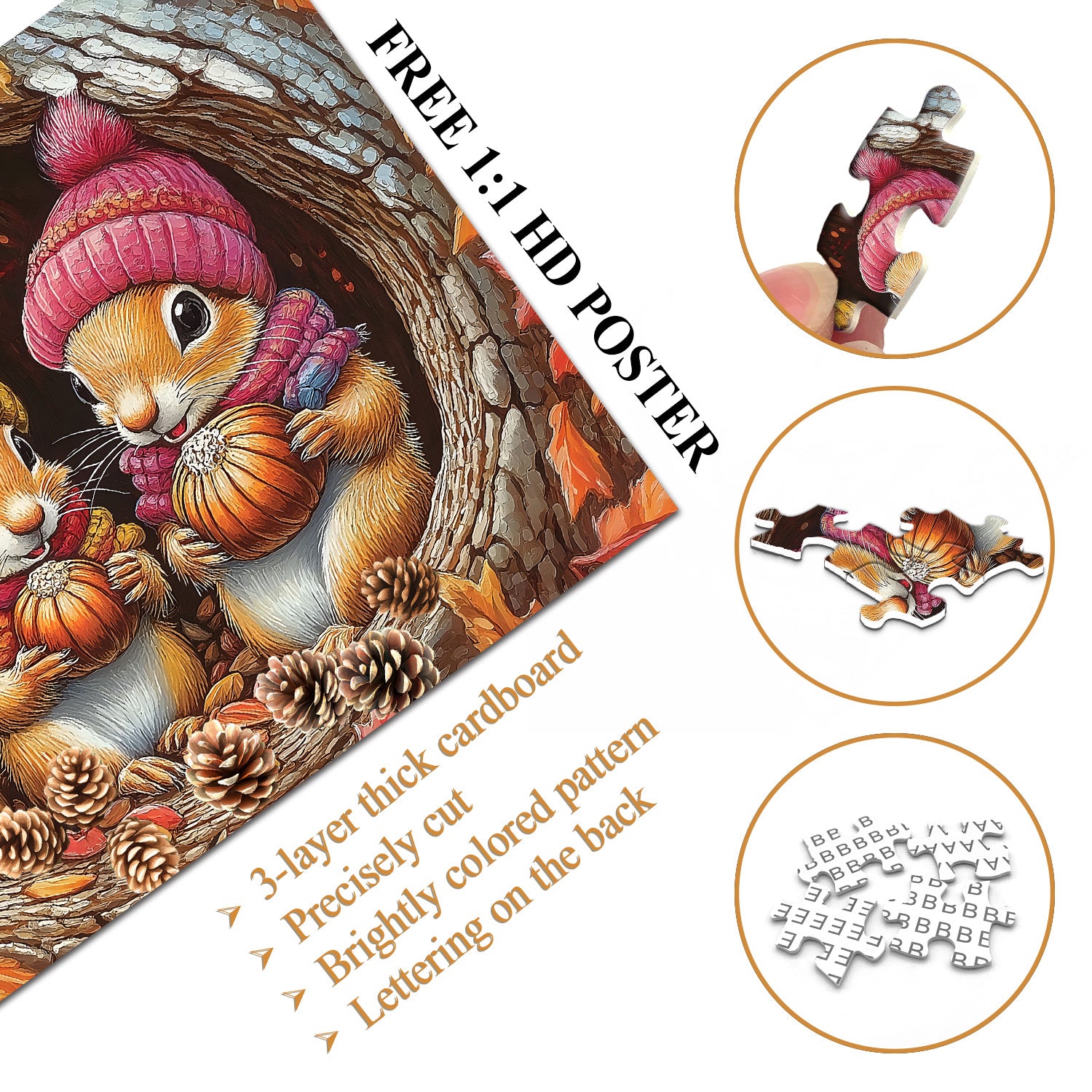 Squirrel's Autumn Gathering Jigsaw Puzzle 1000 Pieces