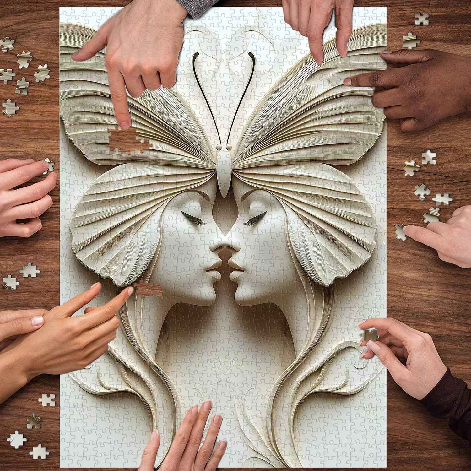 Puzzle de puzzle des jumeaux à face papillon 1000 pièces