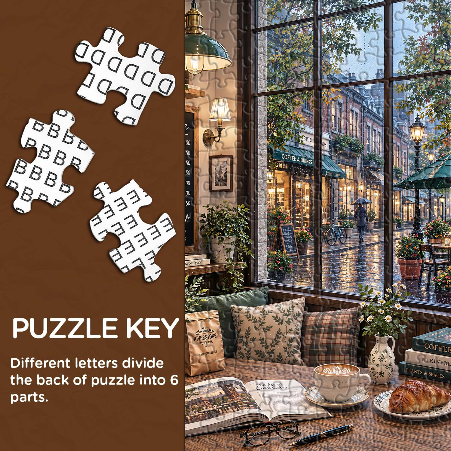 Rainy Lane Café Jigsaw Puzzle 1000 Pieces
