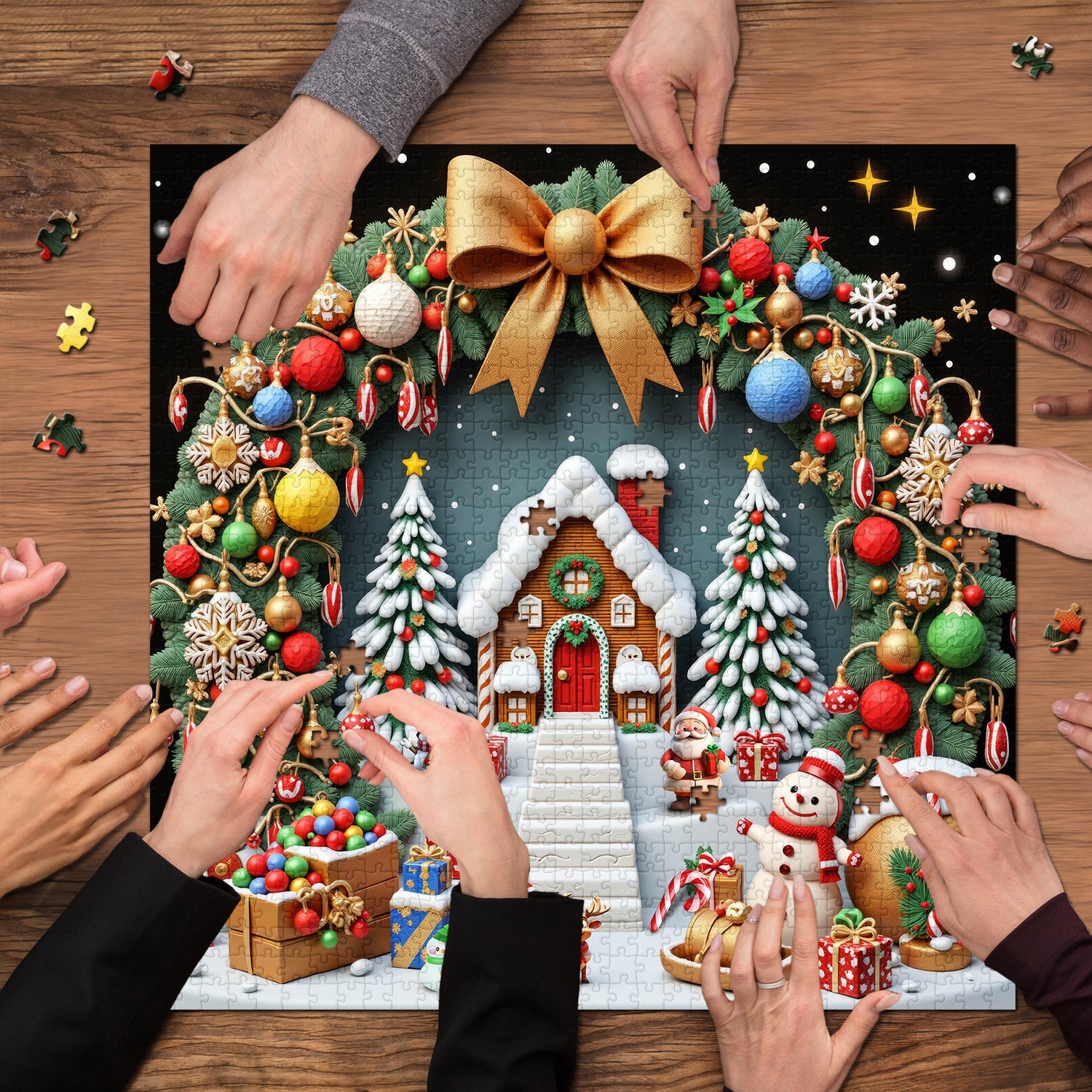 Gingerbread Christmas scene Jigsaw Puzzle 1000 Pieces