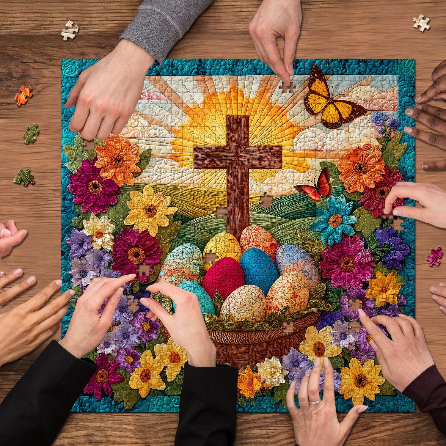 Puzzle Oeufs de Pâques et Croix 1000 pièces