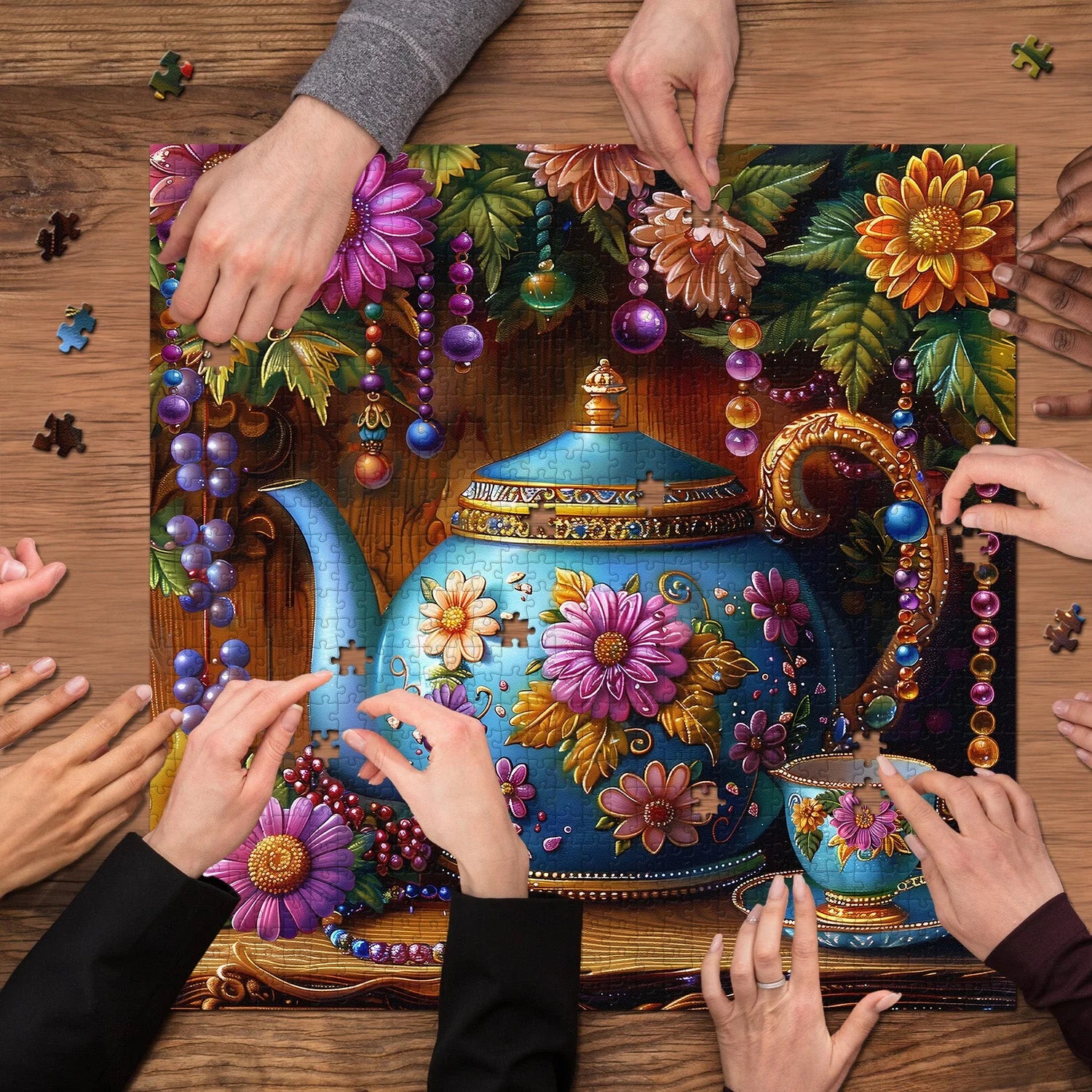 Puzzle de puzzle à thé floral 1000 pièces