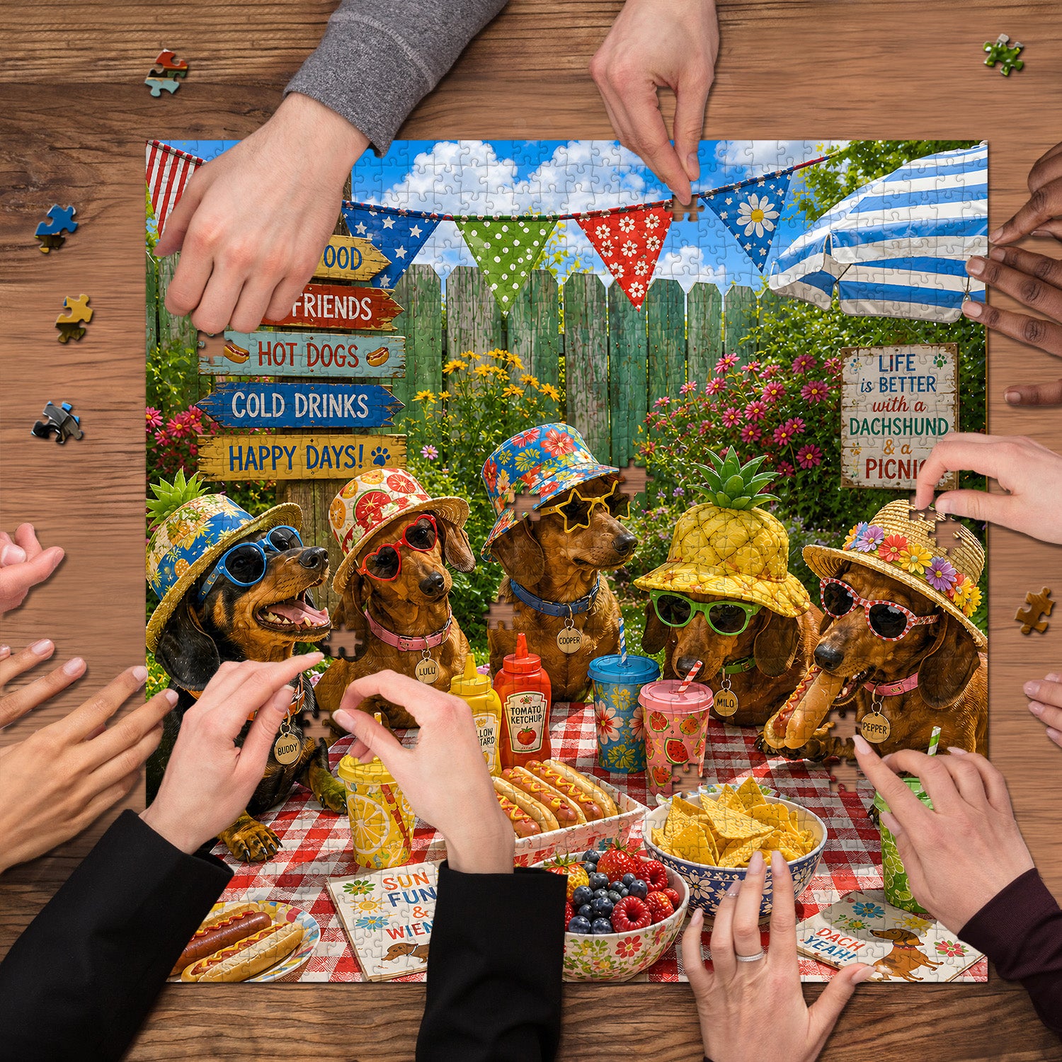 Dachshund Picnic Party Jigsaw Puzzle 1000 Pieces