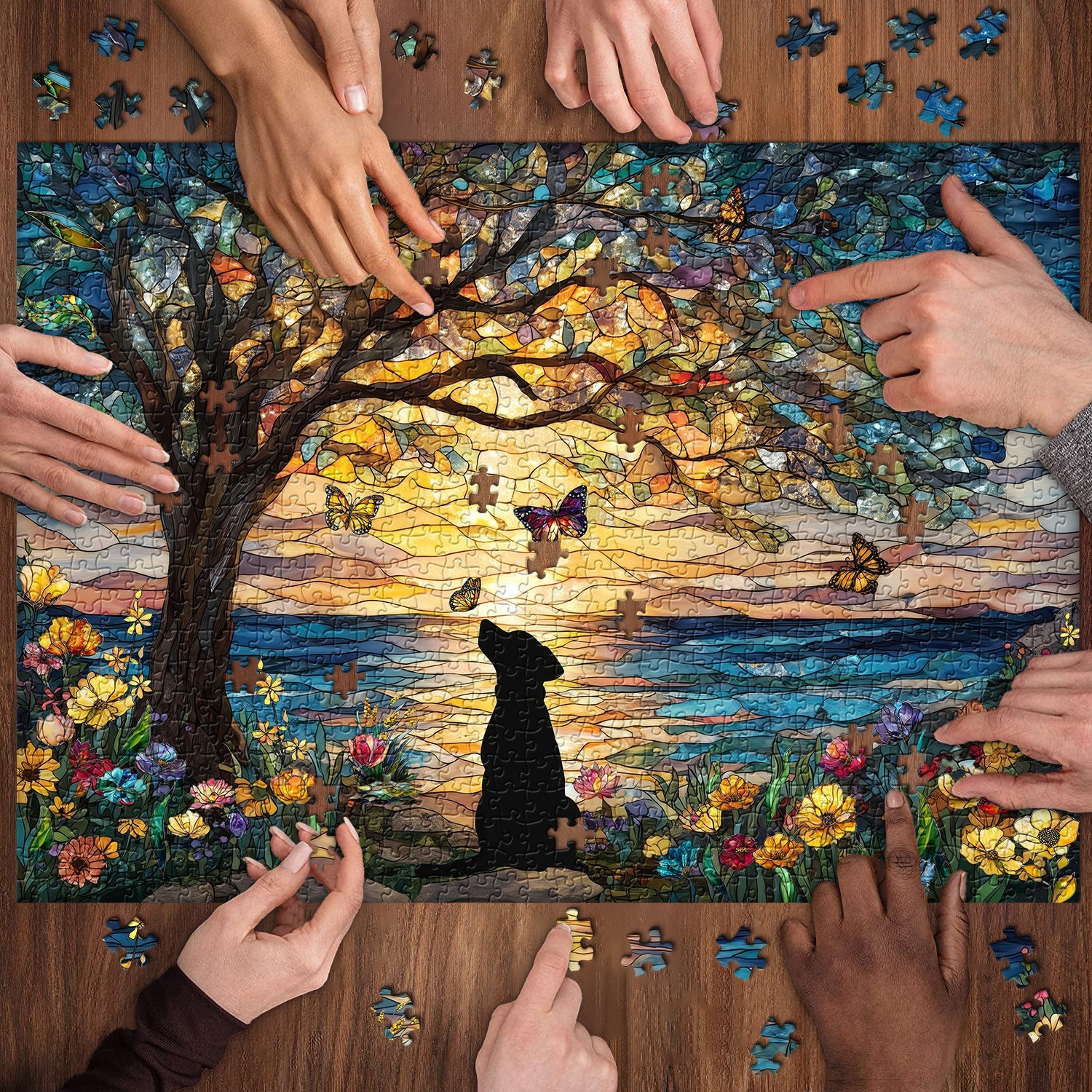 Chien et papillons puzzles 1000 pièces
