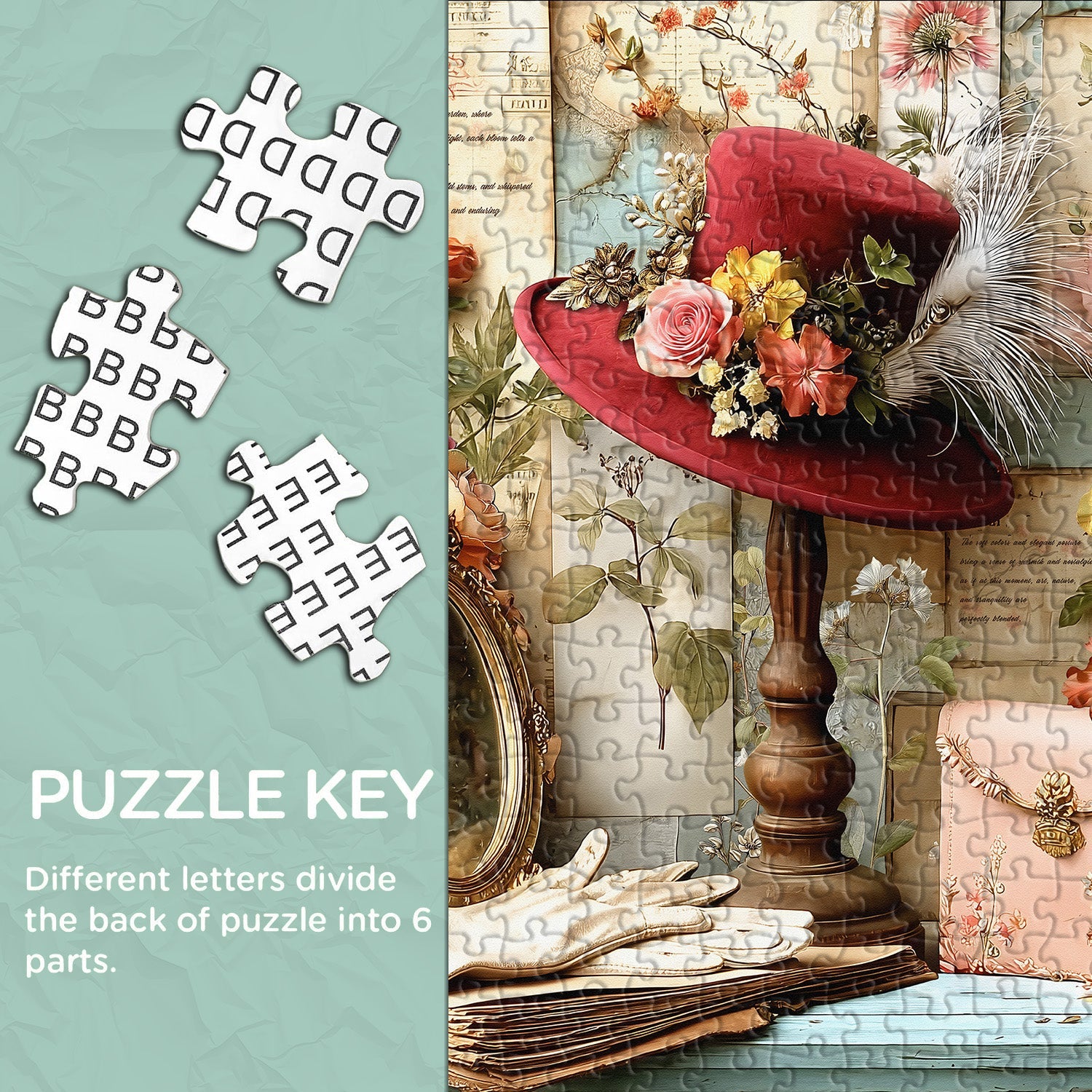 Puzzle con cappello floreale vintage da 1000 pezzi