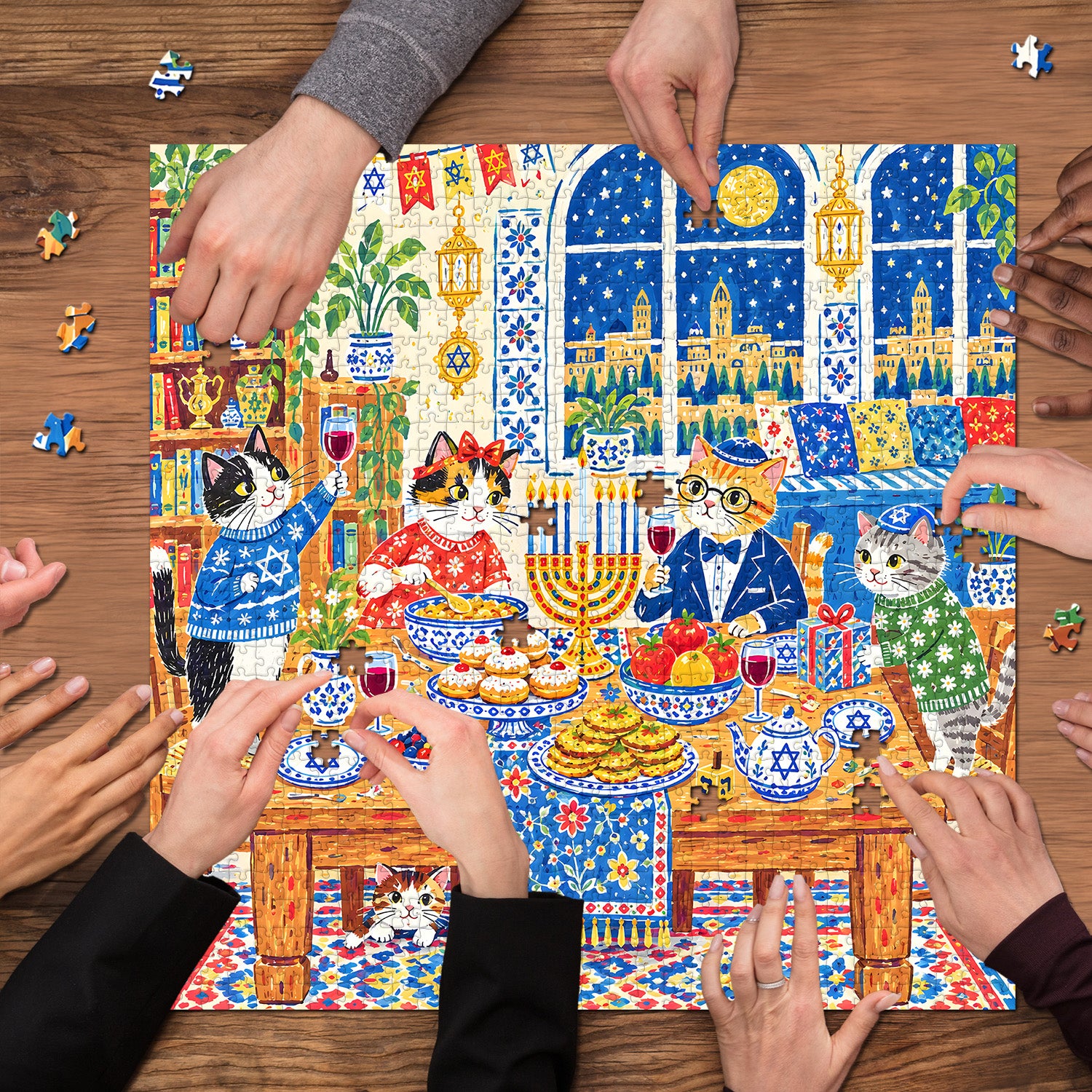 Purrs & Menorah Jigsaw Puzzle 1000 Pieces