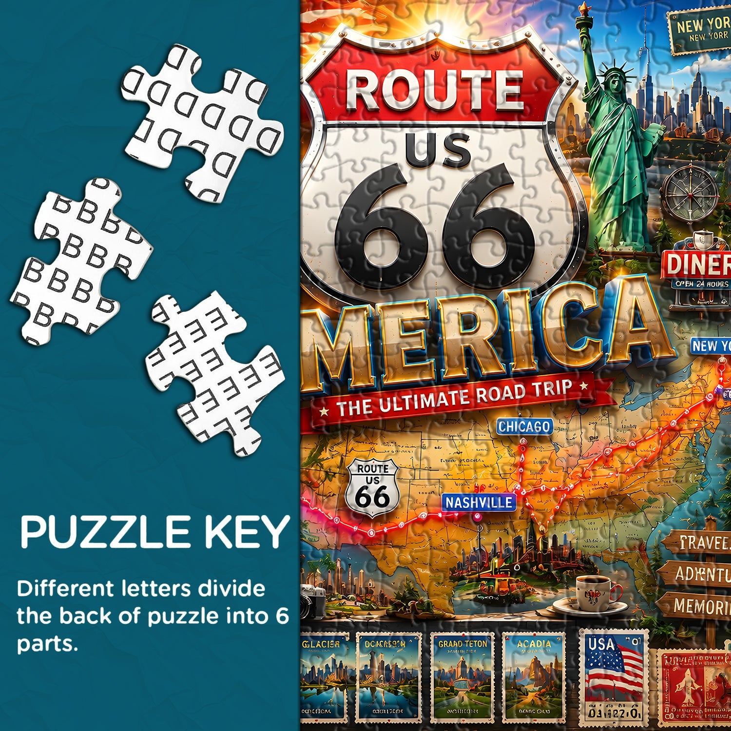 Route 66 Travel Jigsaw Puzzle 1000 Pieces