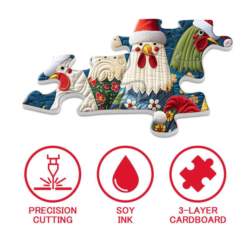Mignon poulets de Noël puzzle 1000 pièces
