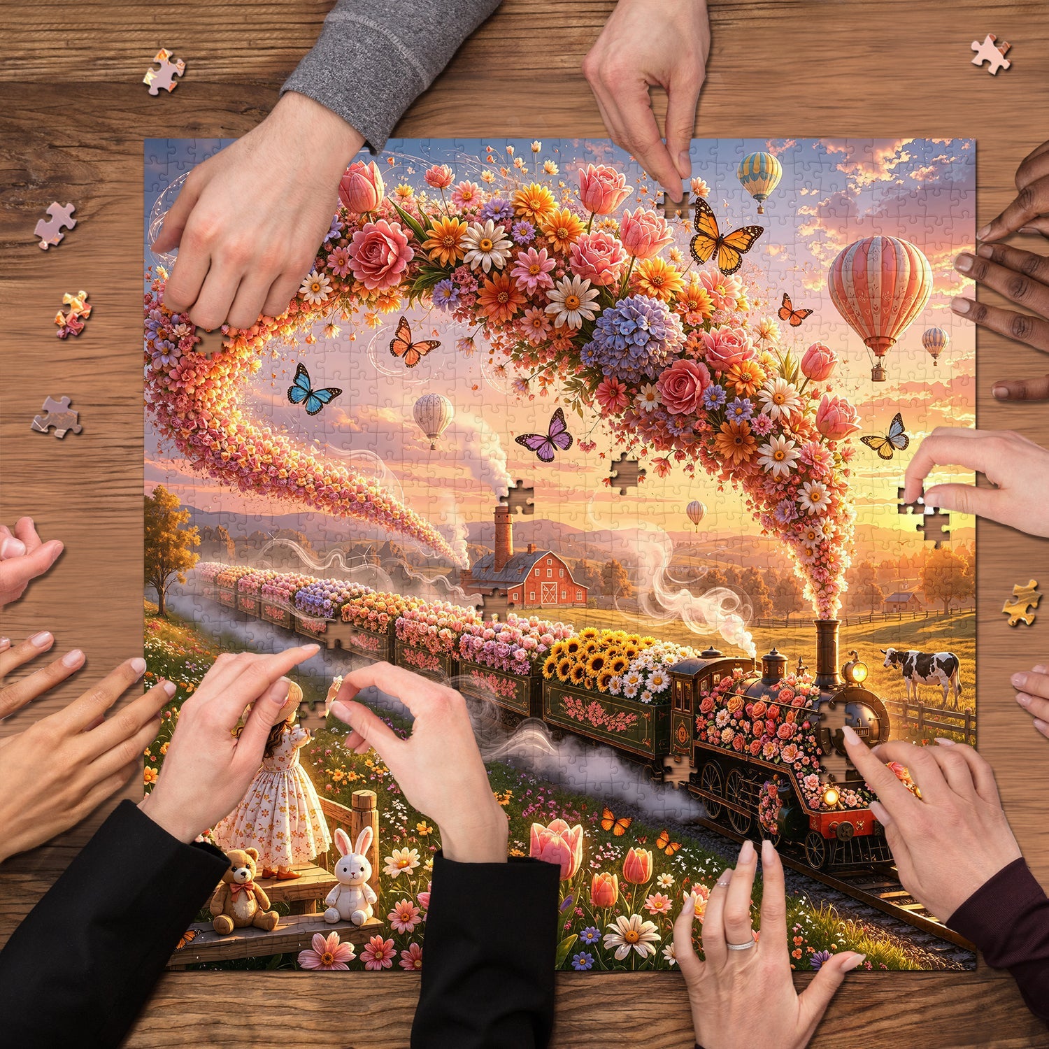 Sunset Bloom Railway Jigsaw Puzzle 1000 Pieces