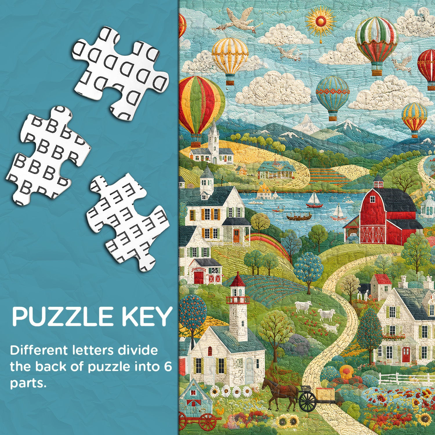Quilted Farm Jigsaw Puzzle 1000 Pieces