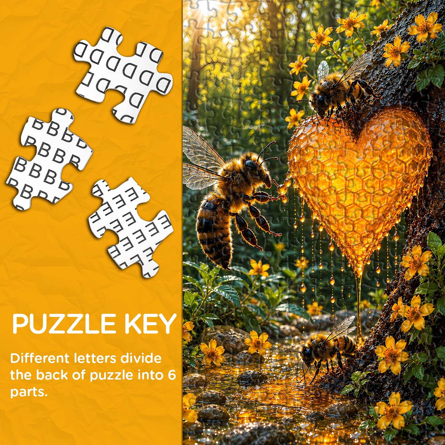 Sunlit Honey Heart Jigsaw Puzzle 1000 Pieces