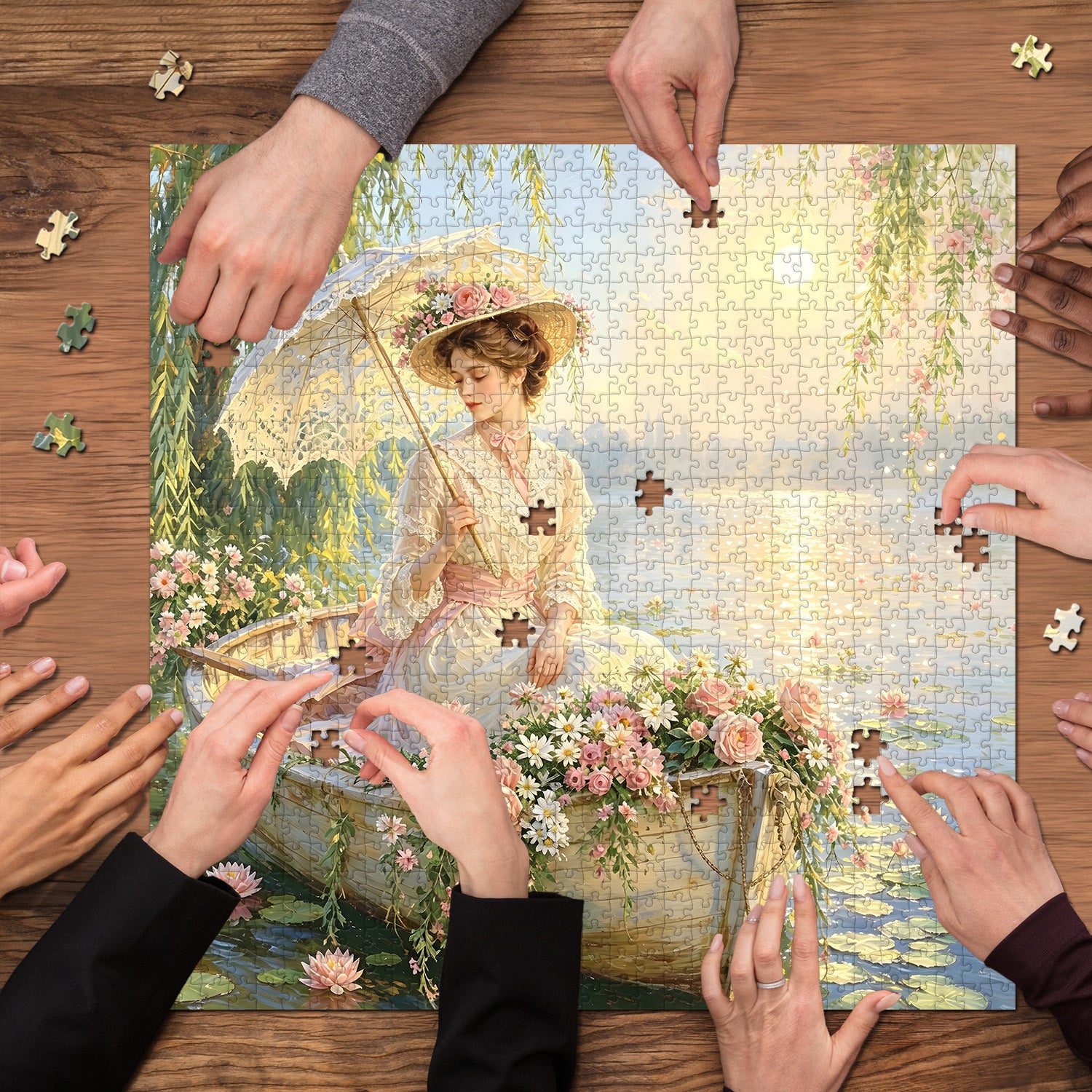 Spring Blossom Boat Jigsaw Puzzle 1000 Pieces